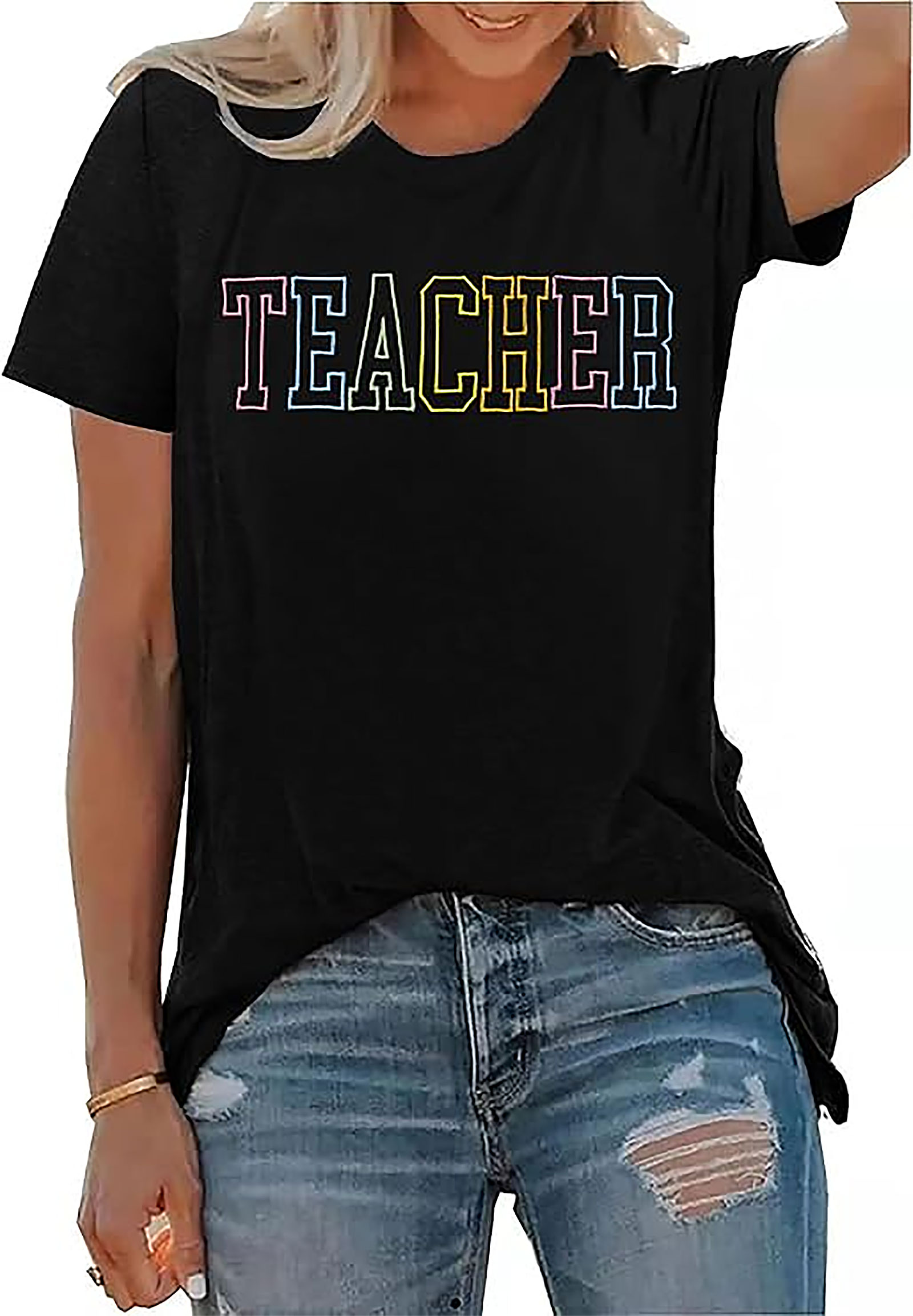 Teacher Shirt Women Funny Graphic Tee | Pastel Letters | Gifts