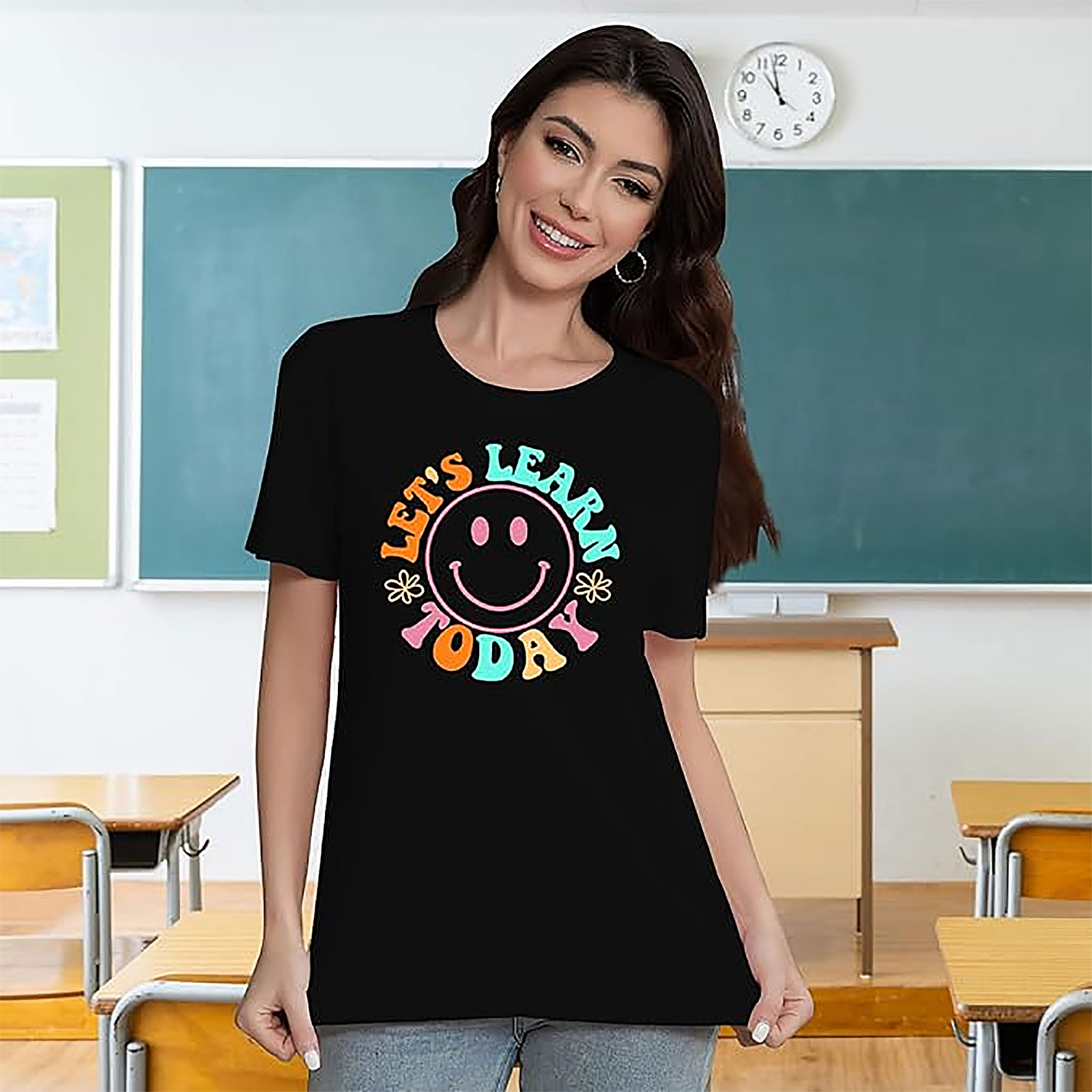 Teacher T-Shirt: Let's Learn Today Smiley Face Tee