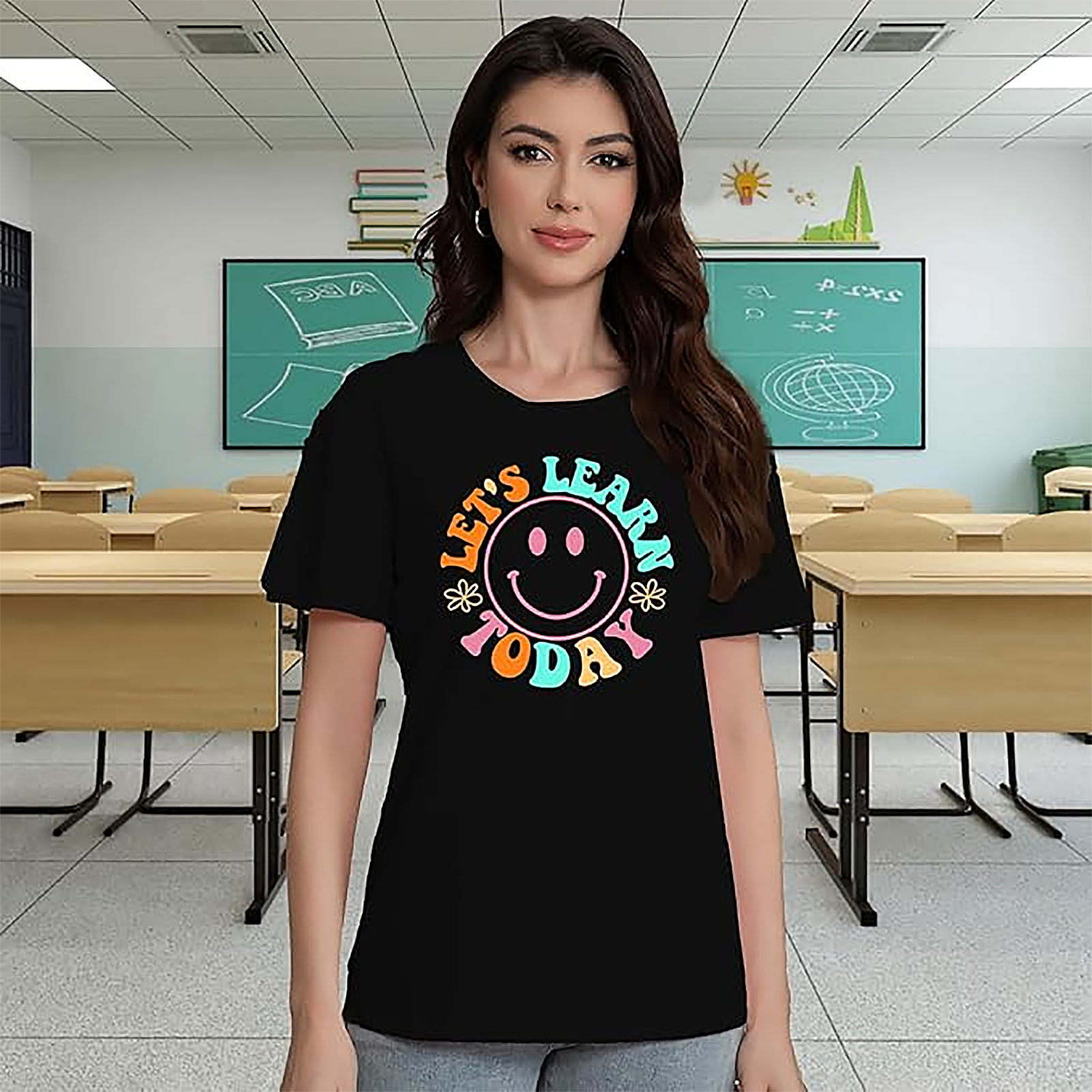 Teacher T-Shirt: Let's Learn Today Smiley Face Tee