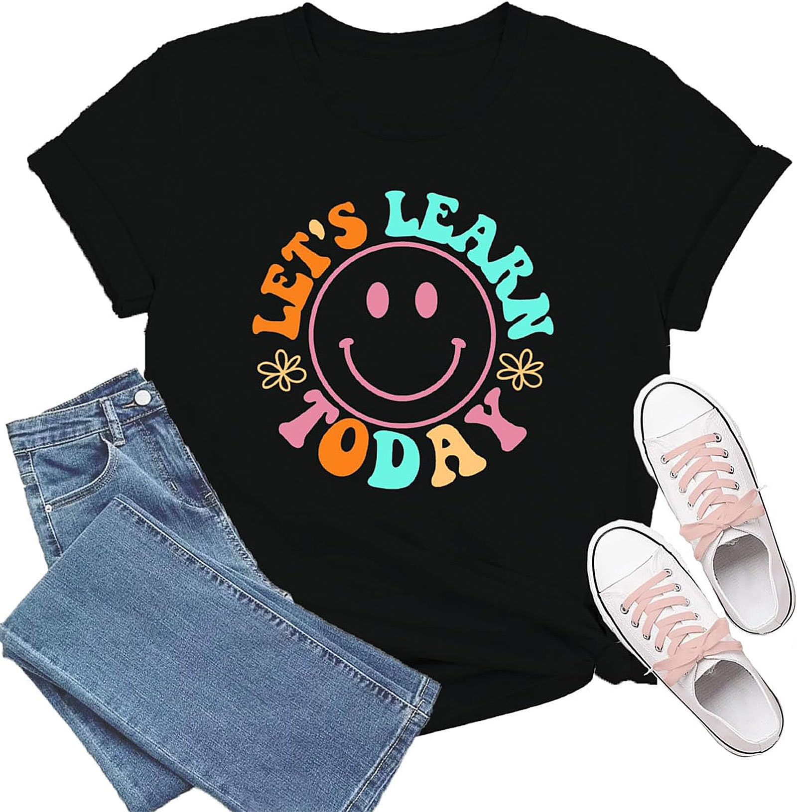 Teacher T-Shirt: Let's Learn Today Smiley Face Tee