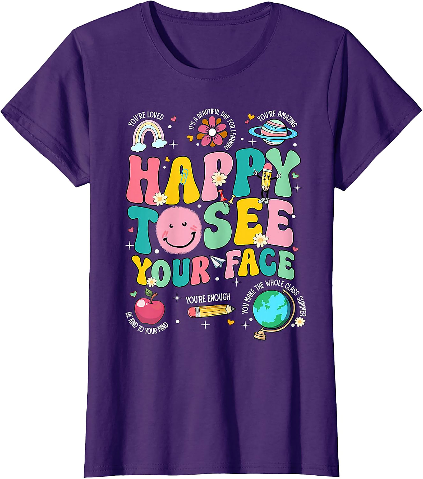 Happy to See Your Face Teacher T-Shirt | Back to School Tee