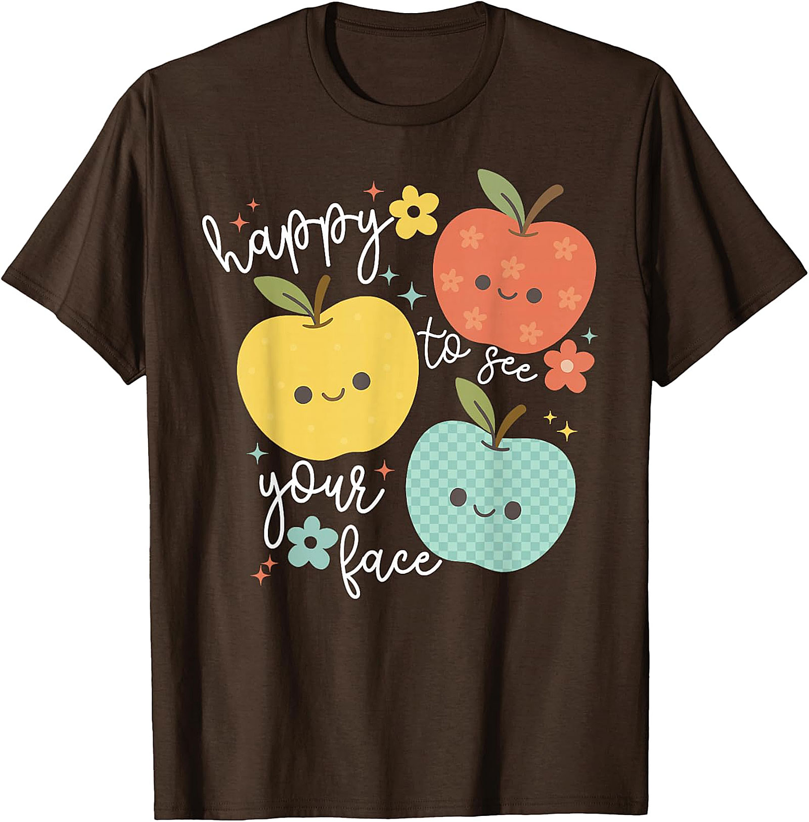Happy to See Your Face Teacher T-Shirt | Cute Apple Tee