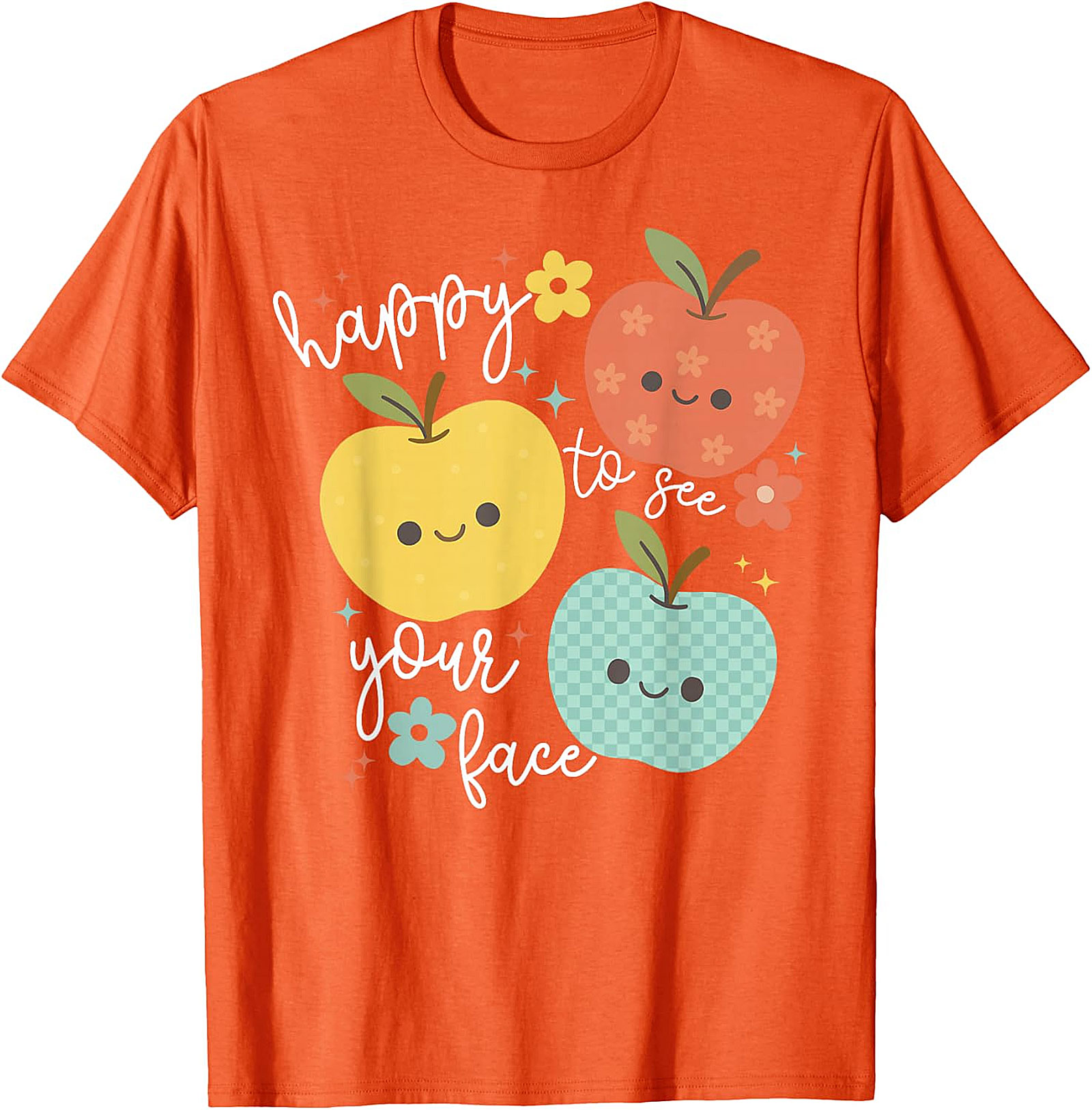 Happy to See Your Face Teacher T-Shirt | Cute Apple Tee