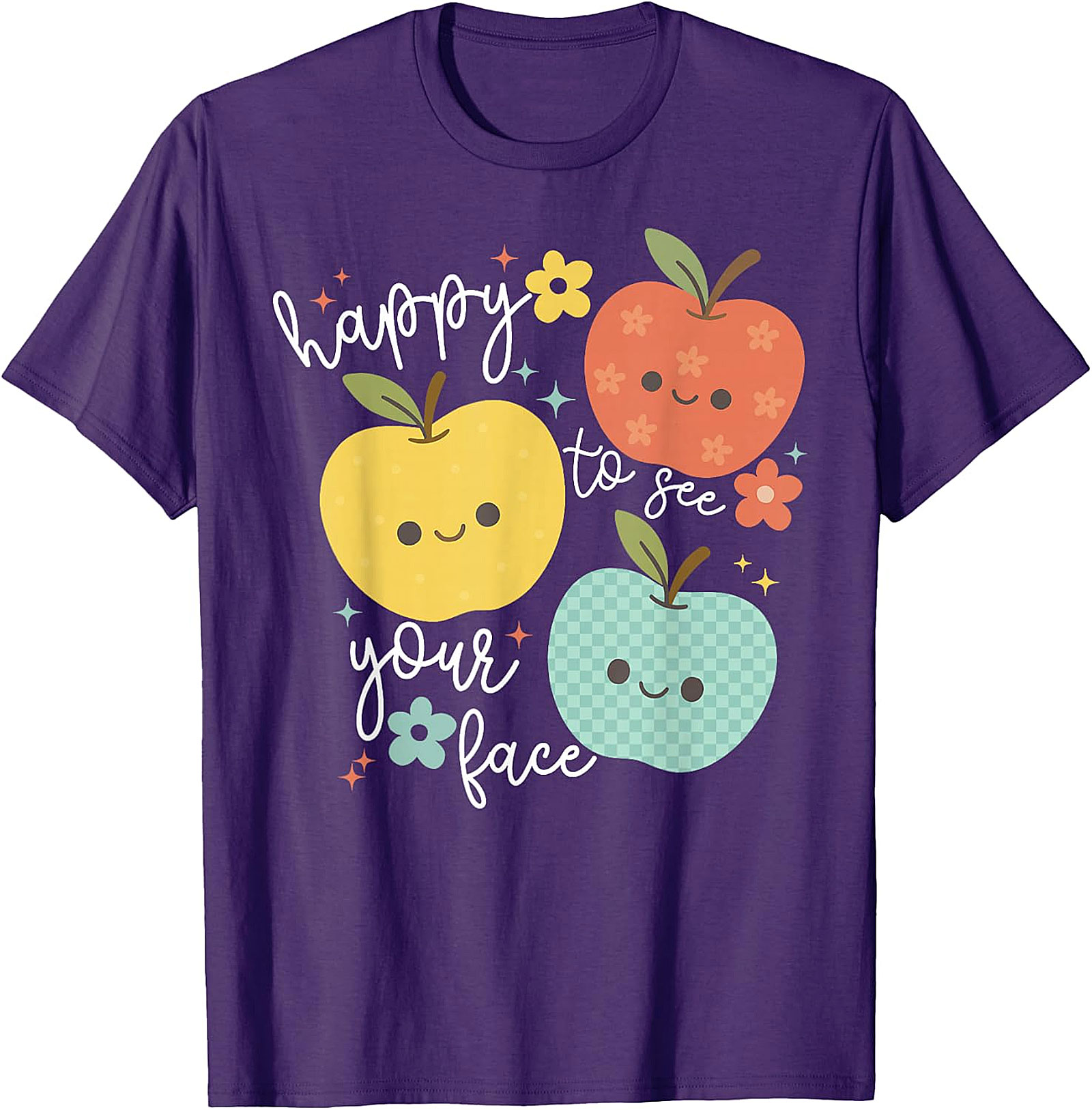 Happy to See Your Face Teacher T-Shirt | Cute Apple Tee