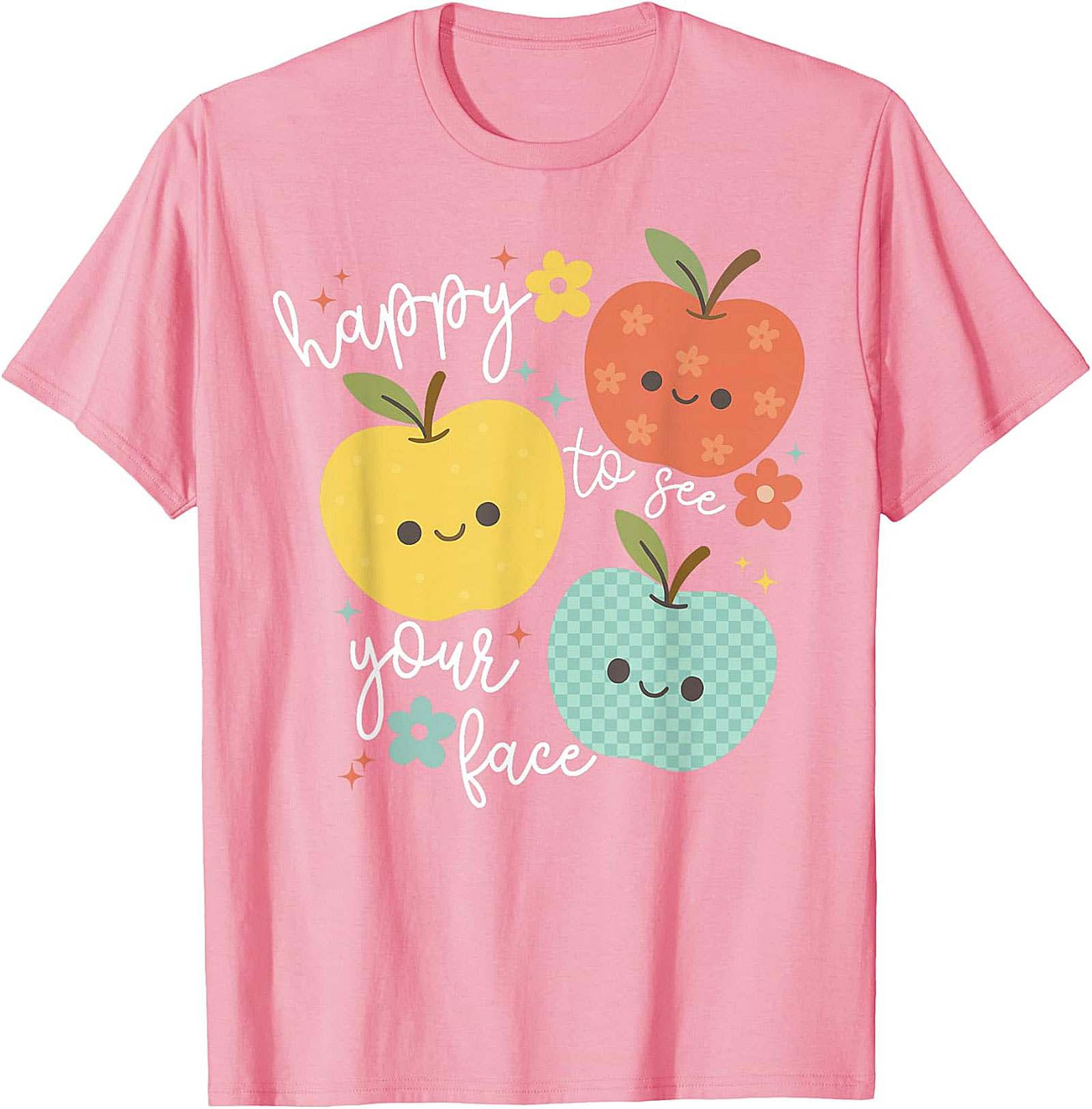 Happy to See Your Face Teacher T-Shirt | Cute Apple Tee