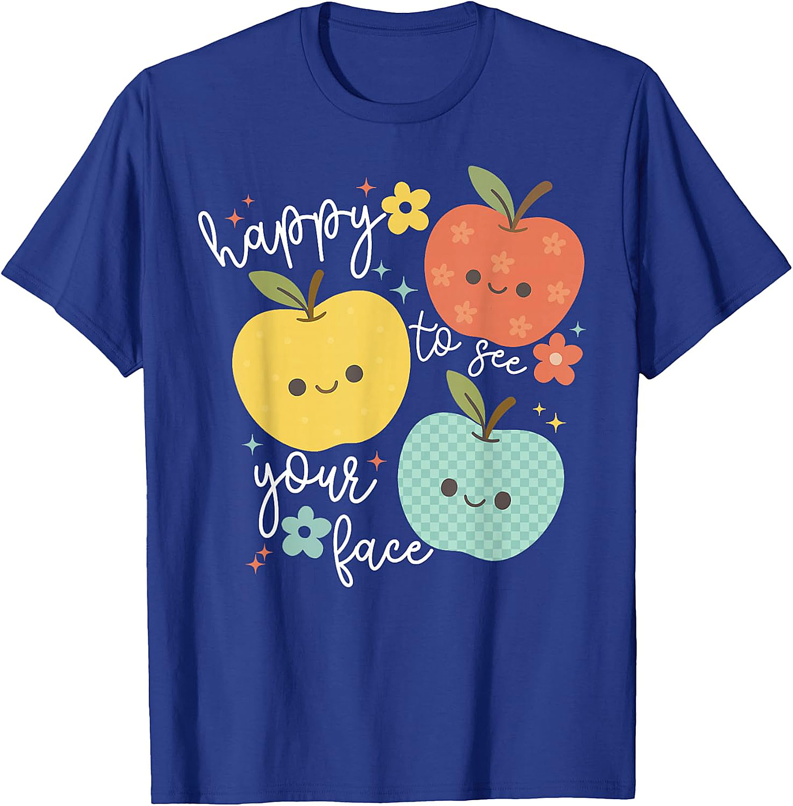 Happy to See Your Face Teacher T-Shirt | Cute Apple Tee