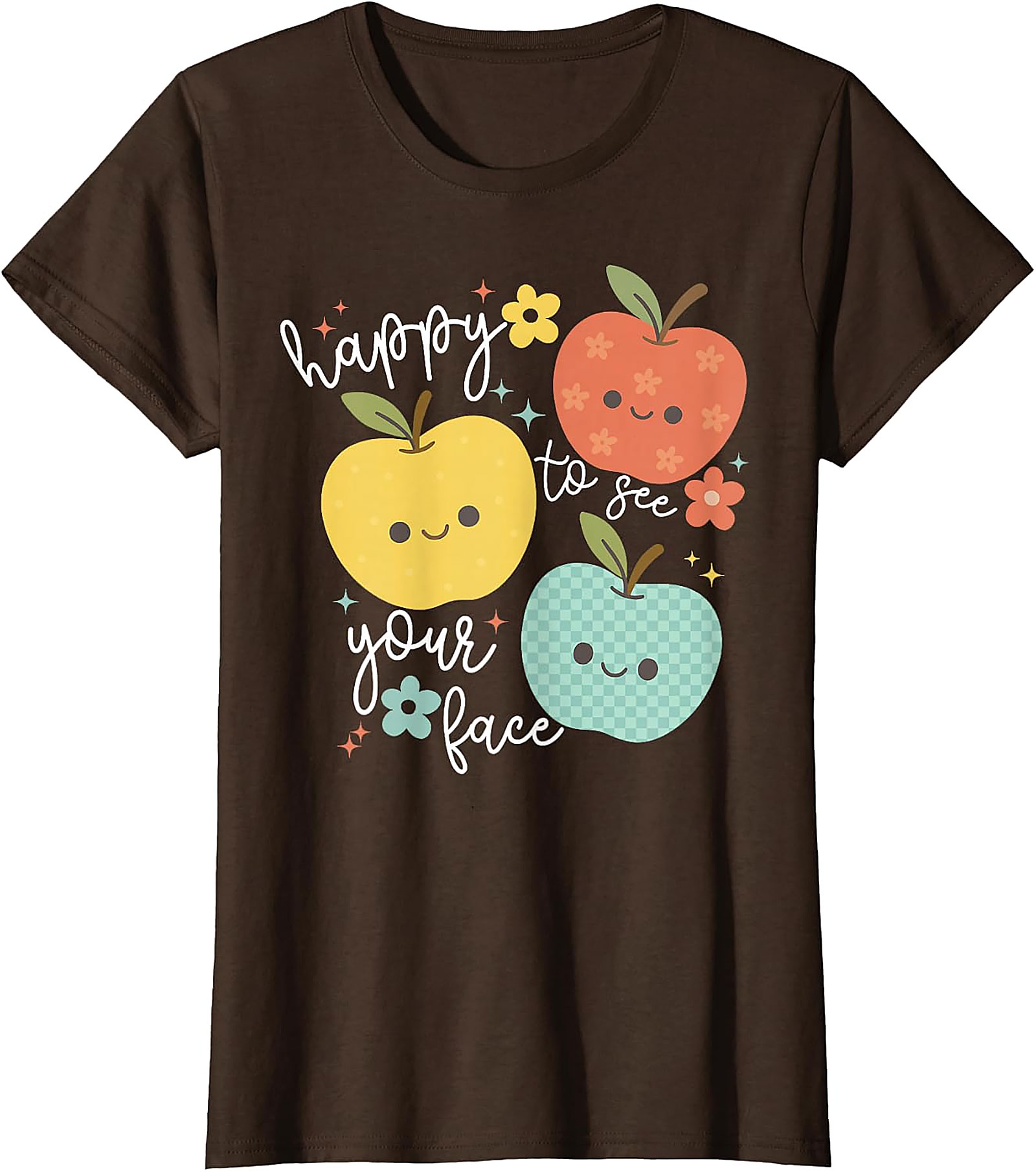 Happy to See Your Face Teacher T-Shirt | Cute Apple Tee