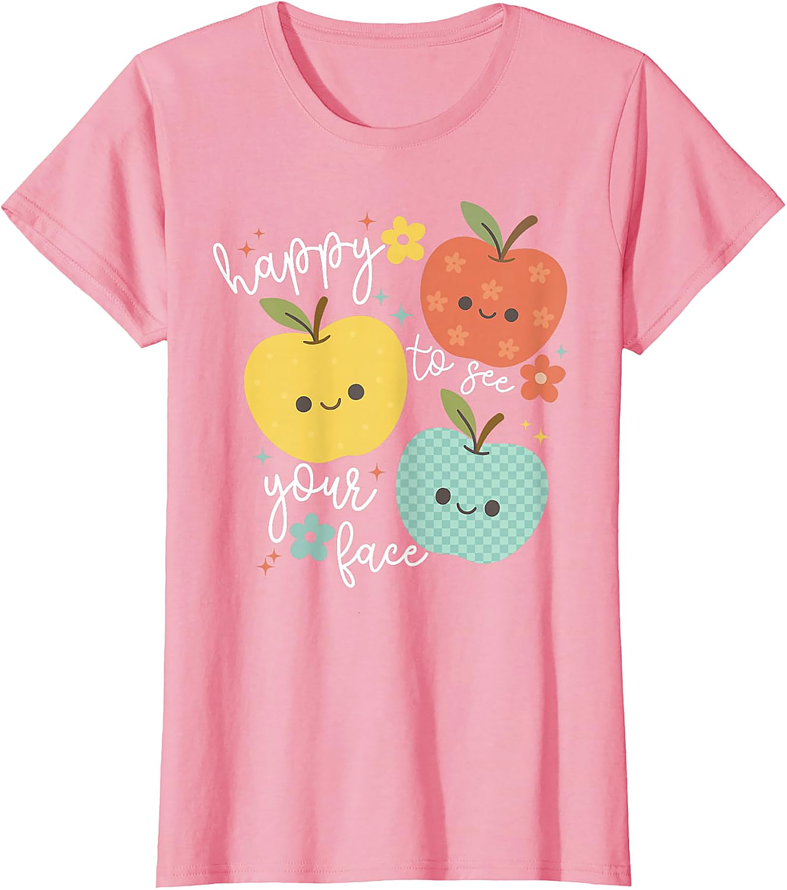 Happy to See Your Face Teacher T-Shirt | Cute Apple Tee