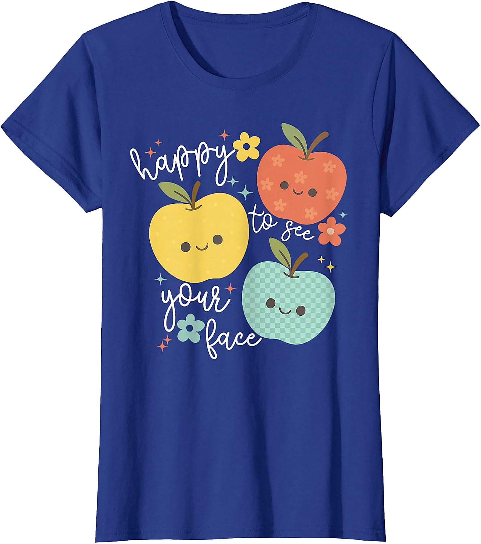Happy to See Your Face Teacher T-Shirt | Cute Apple Tee