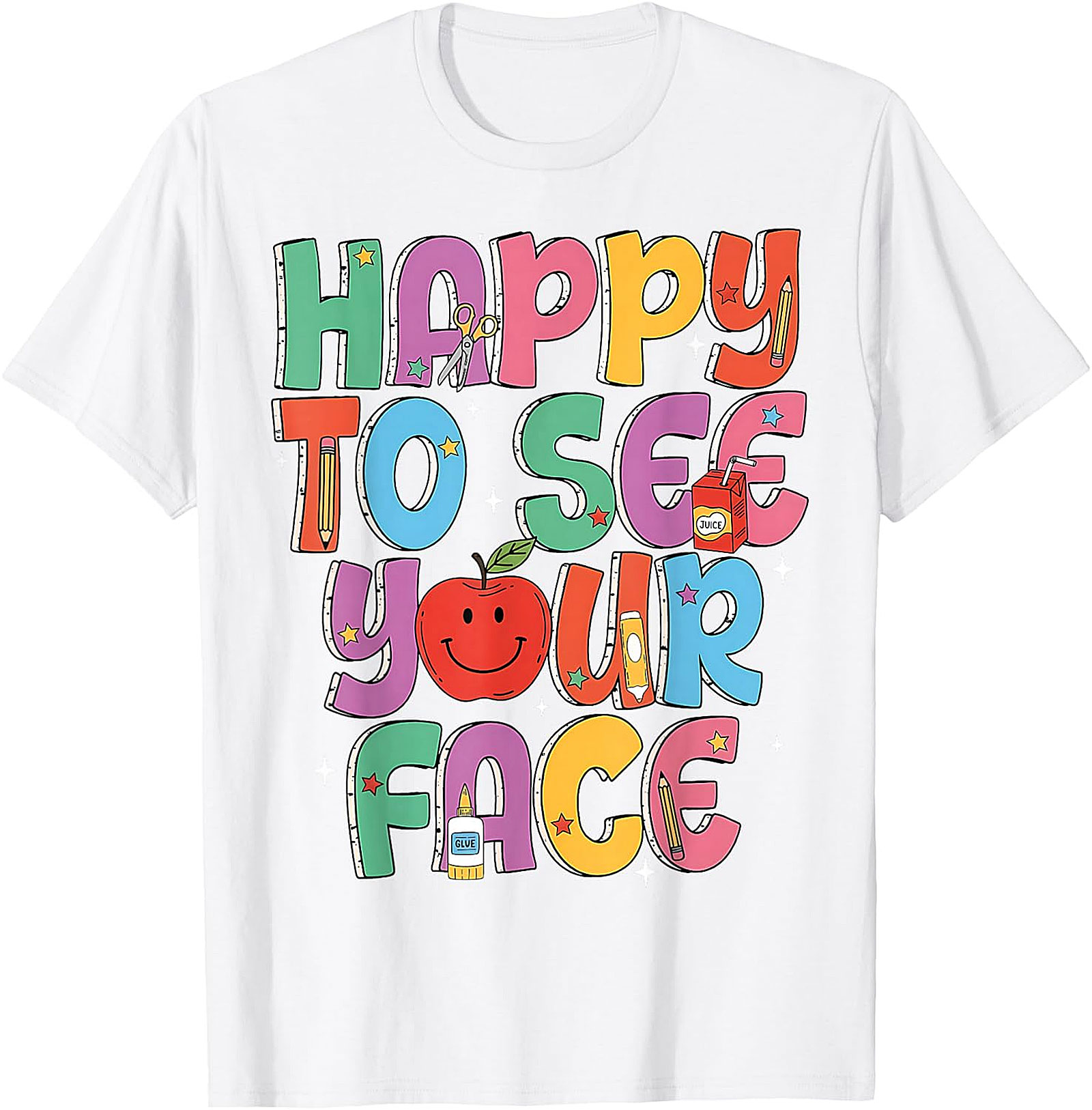 Happy to See Your Face Teacher T-Shirt | Back to School Tee