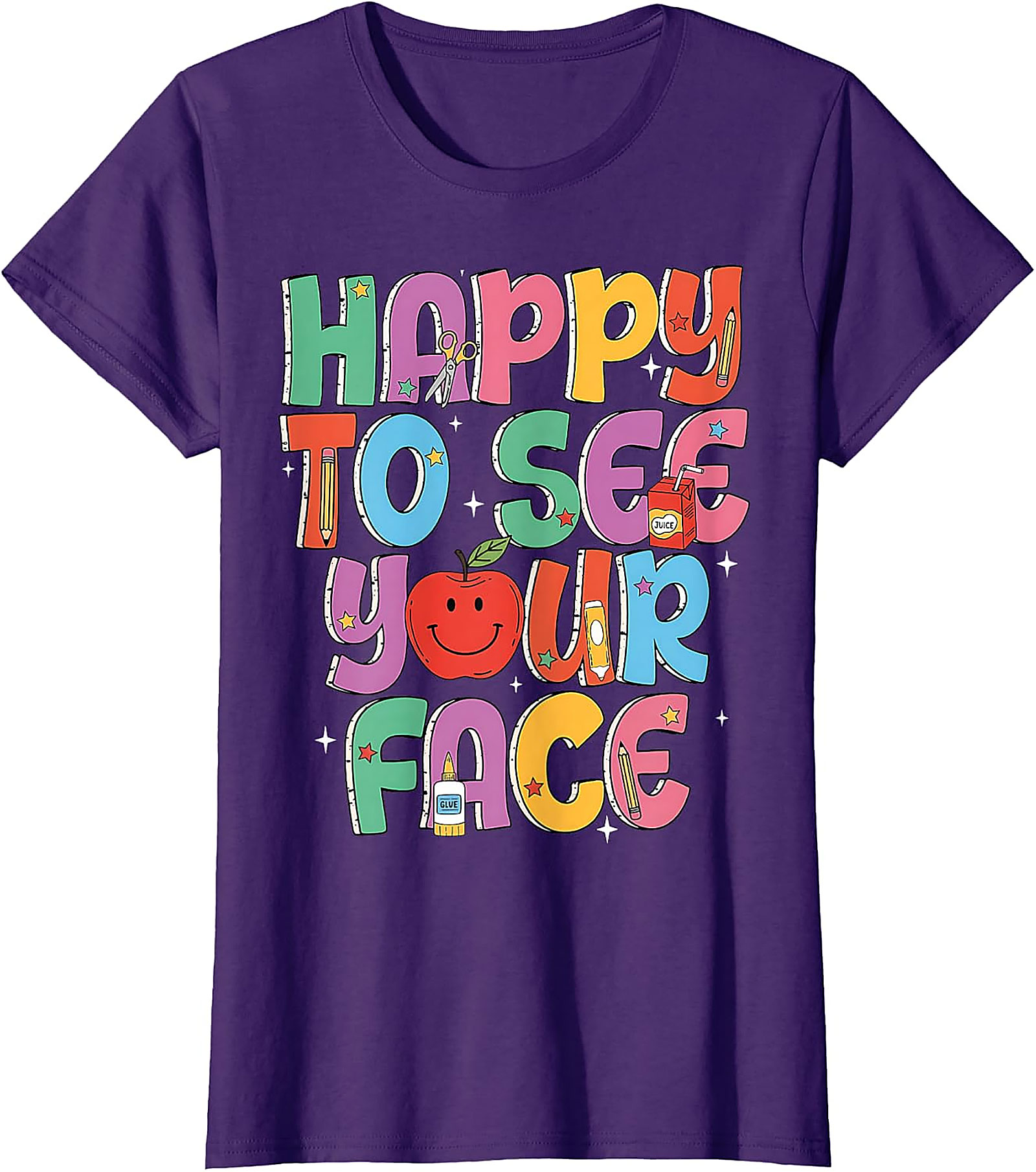 Happy to See Your Face Teacher T-Shirt | Back to School Tee