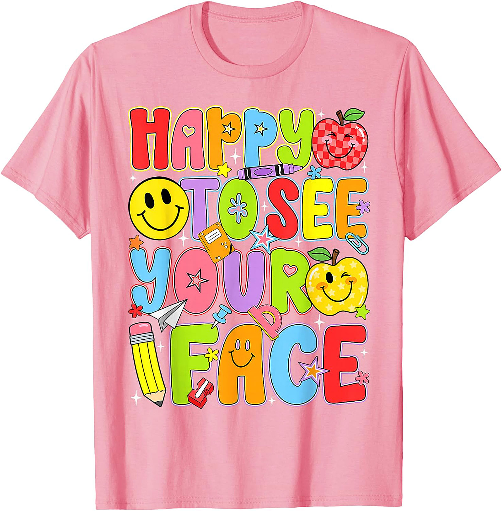Happy to See Your Face Teacher T-Shirt | Back to School Tee