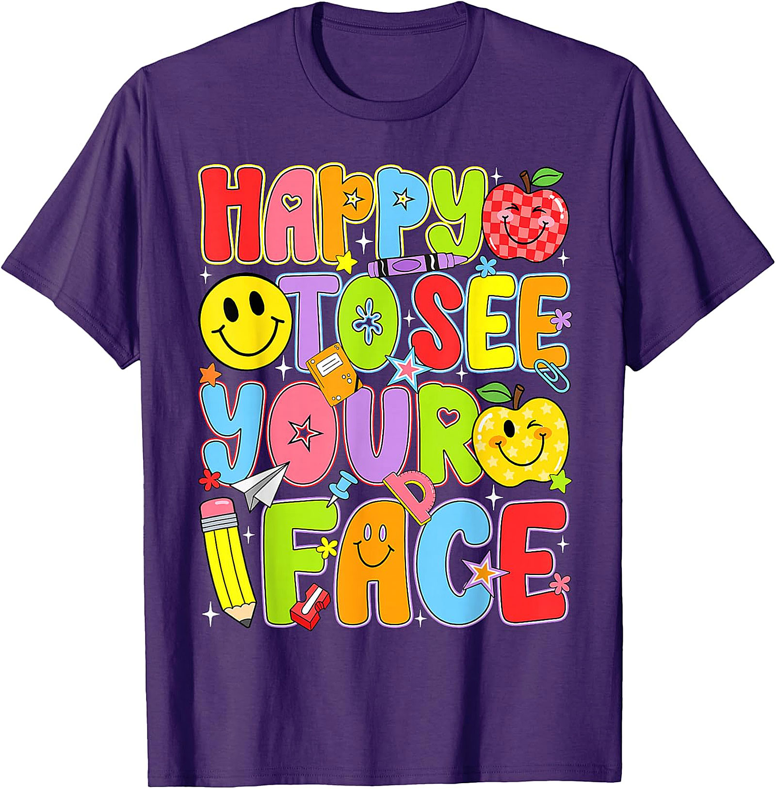 Happy to See Your Face Teacher T-Shirt | Back to School Tee