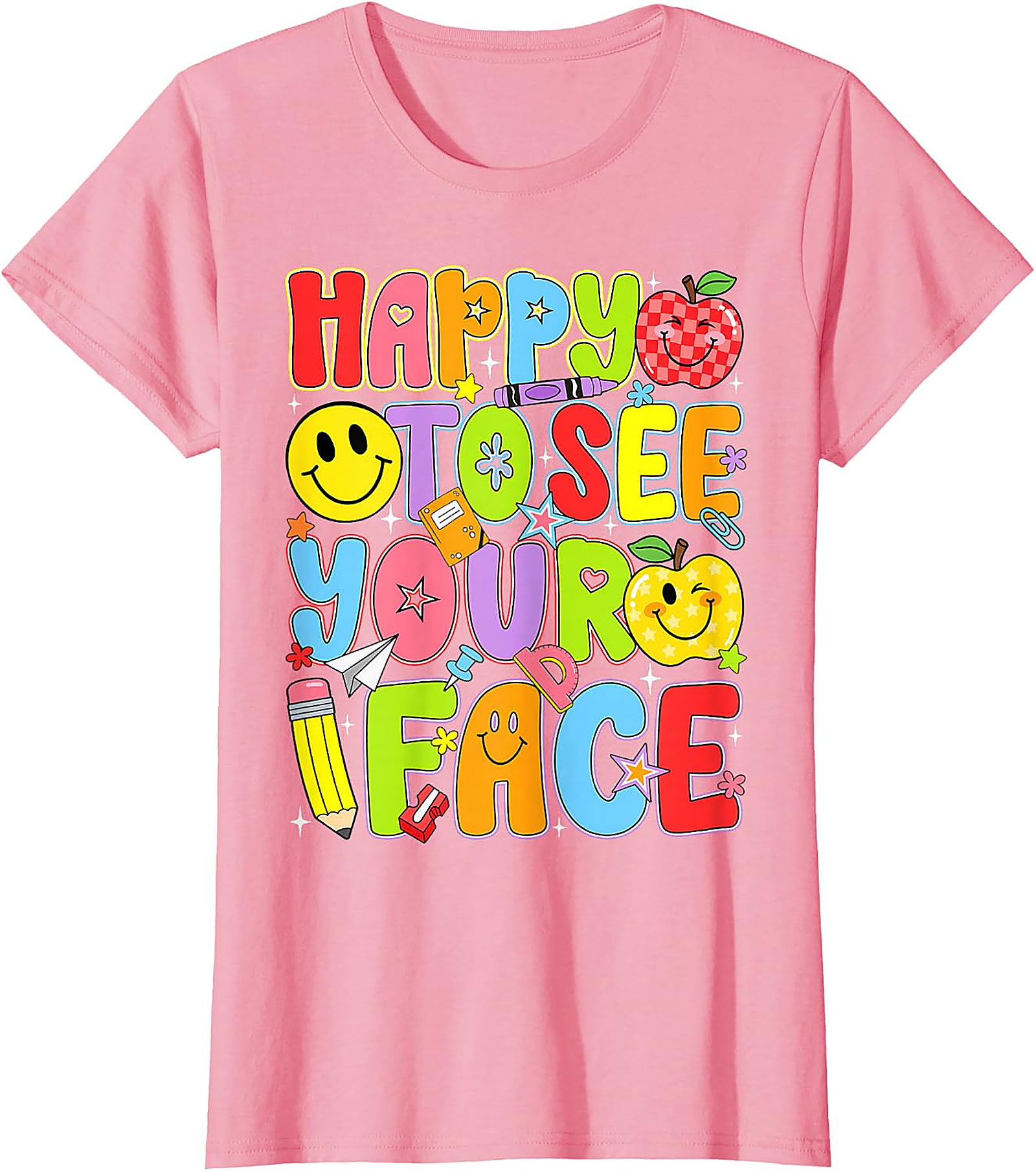 Happy to See Your Face Teacher T-Shirt | Back to School Tee