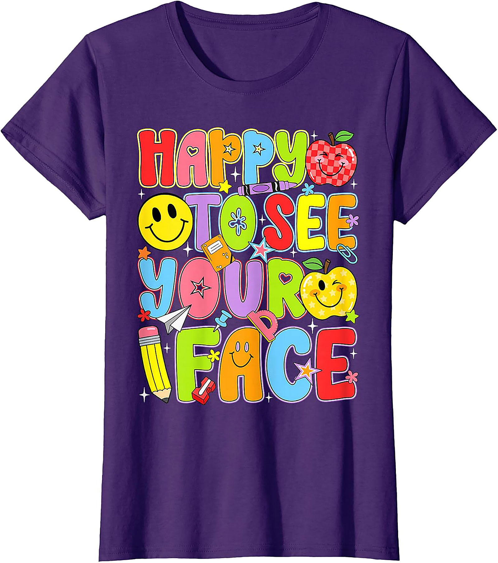 Happy to See Your Face Teacher T-Shirt | Back to School Tee