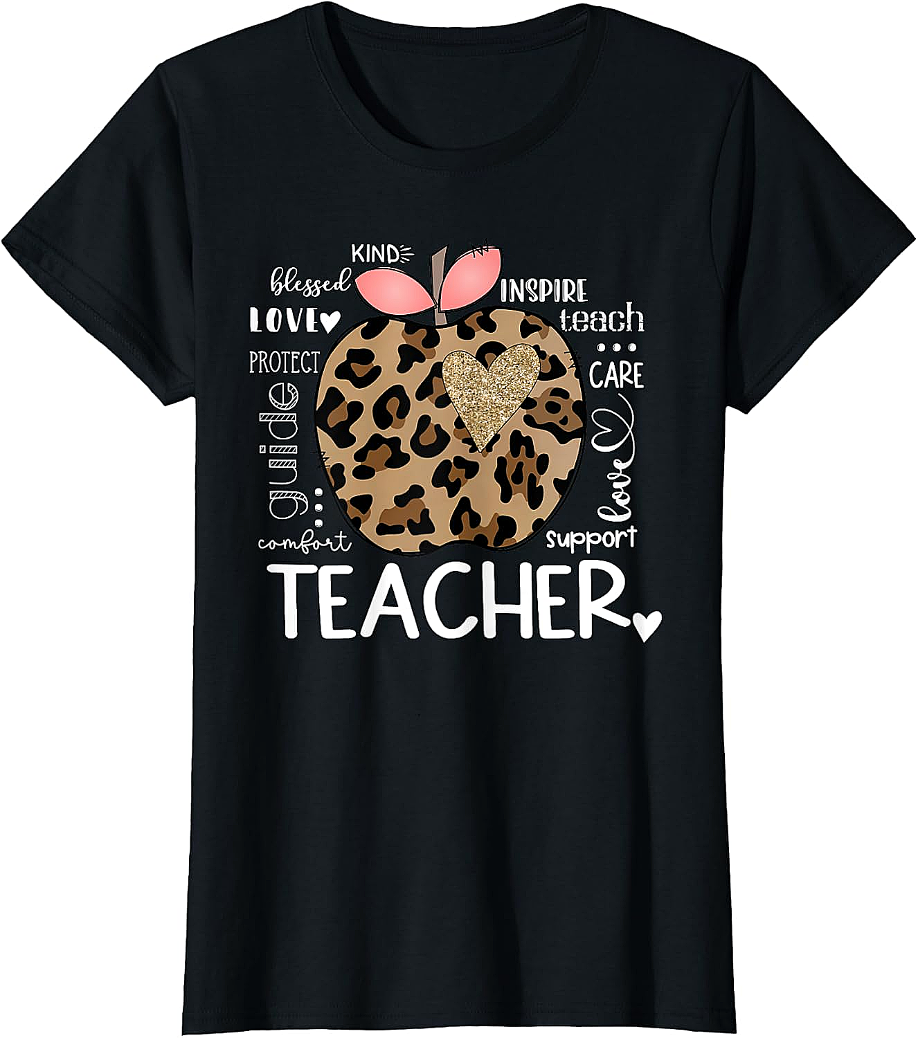  Teacher Life Leopard Apple T-Shirt - Gifts for Educators