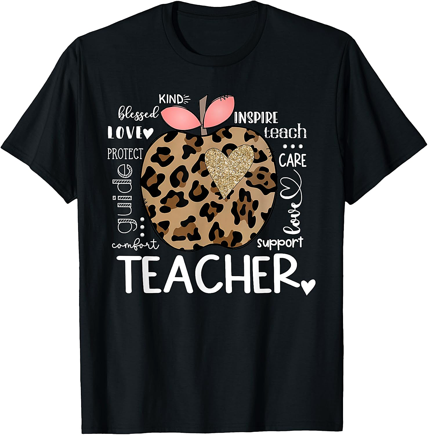 Teacher Life Leopard Apple T-Shirt - Gifts for Educators