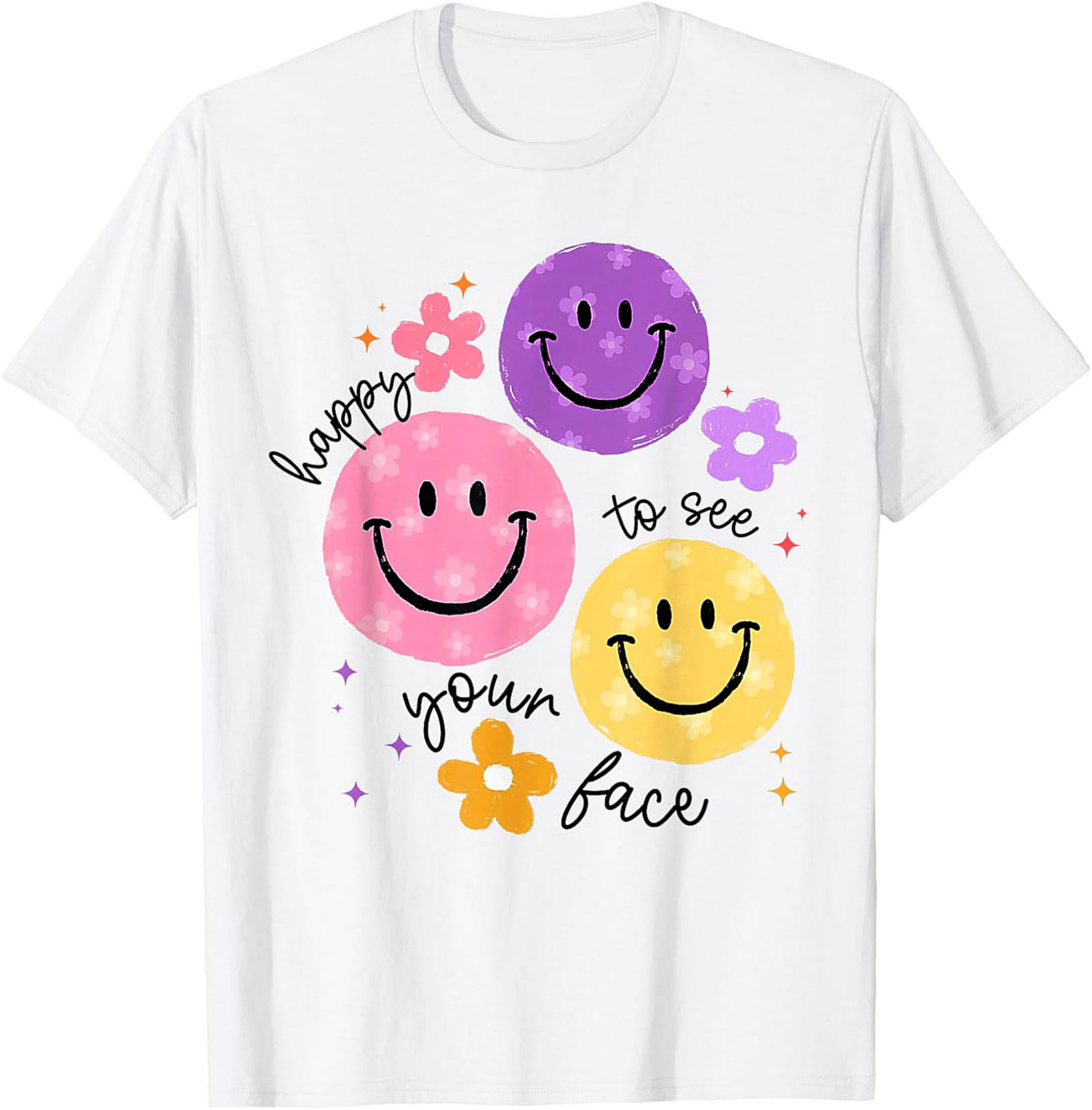Happy To See Your Face Teacher T-Shirt | Funny Smile Tee