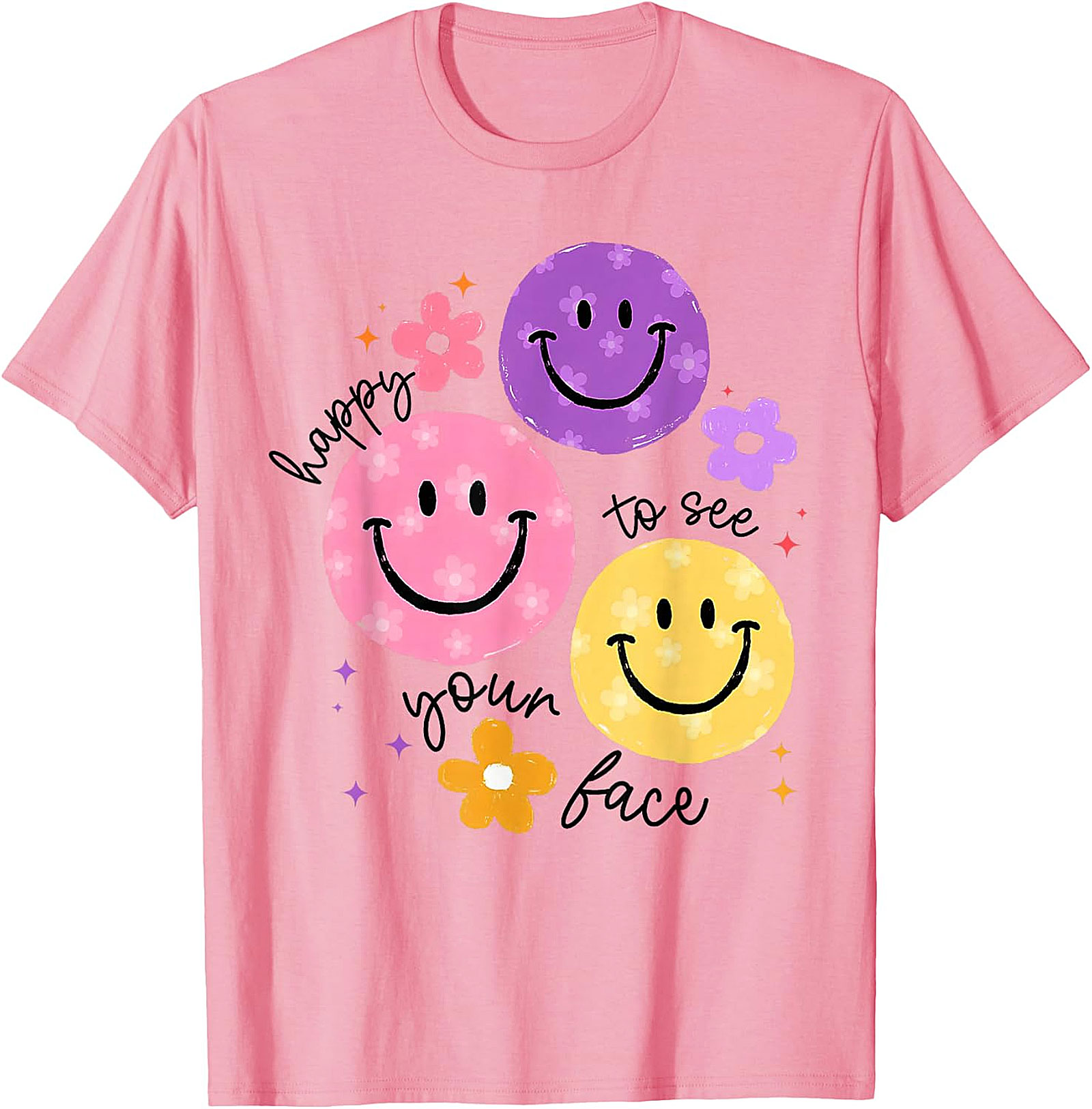 Happy To See Your Face Teacher T-Shirt | Funny Smile Tee