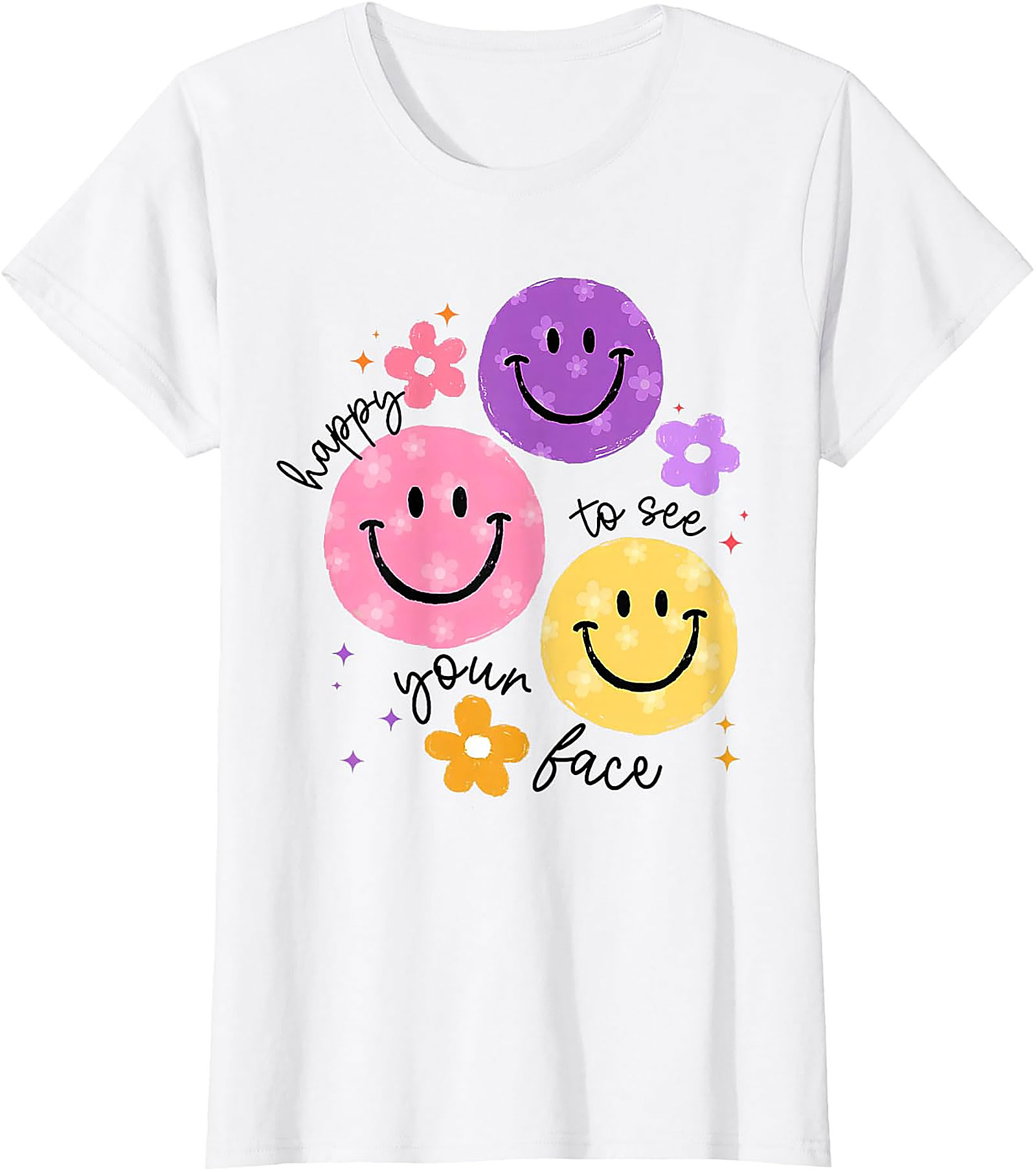 Happy To See Your Face Teacher T-Shirt | Funny Smile Tee