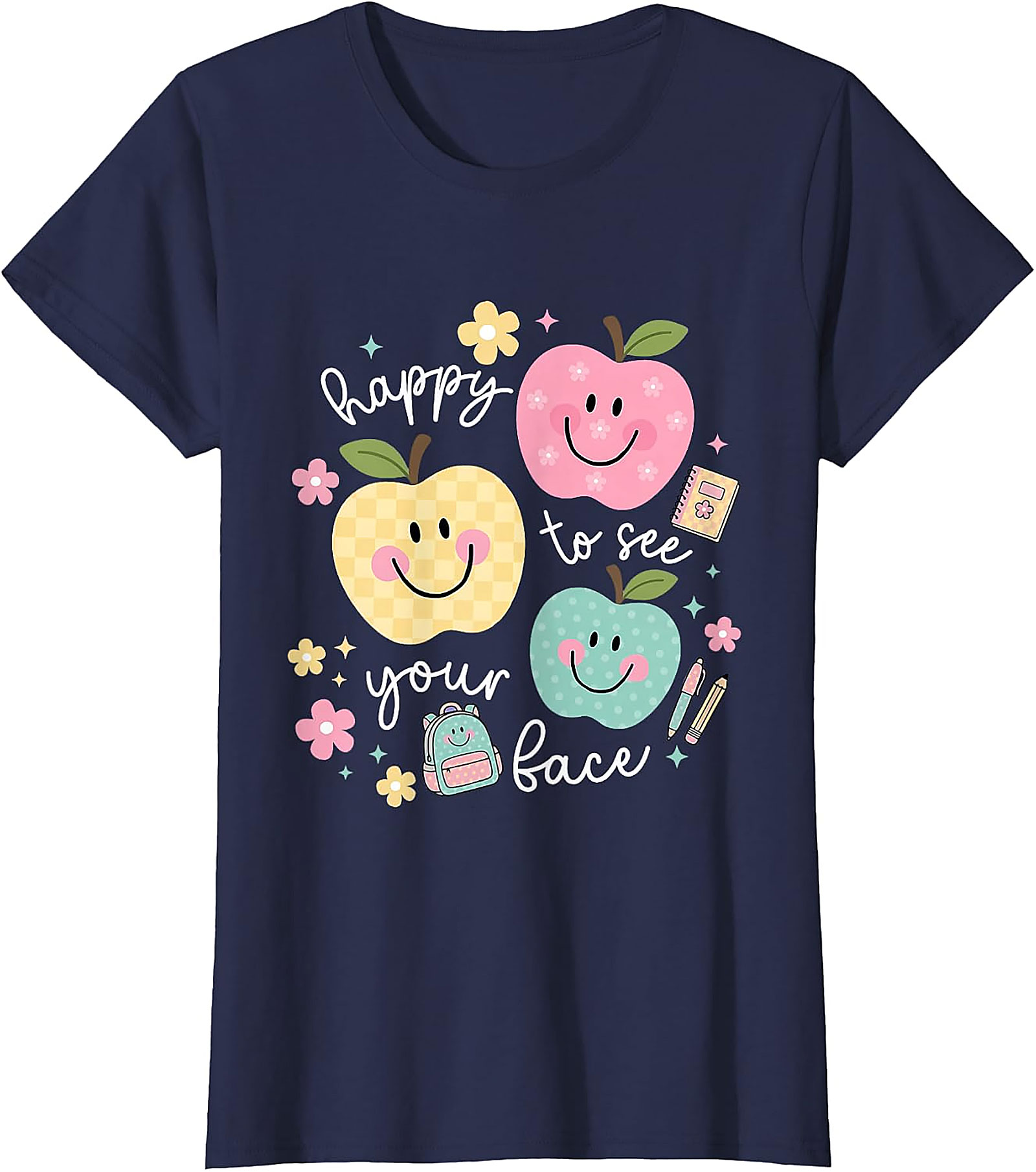 Happy to See Your Face Teacher T-Shirt | Back to School Tee