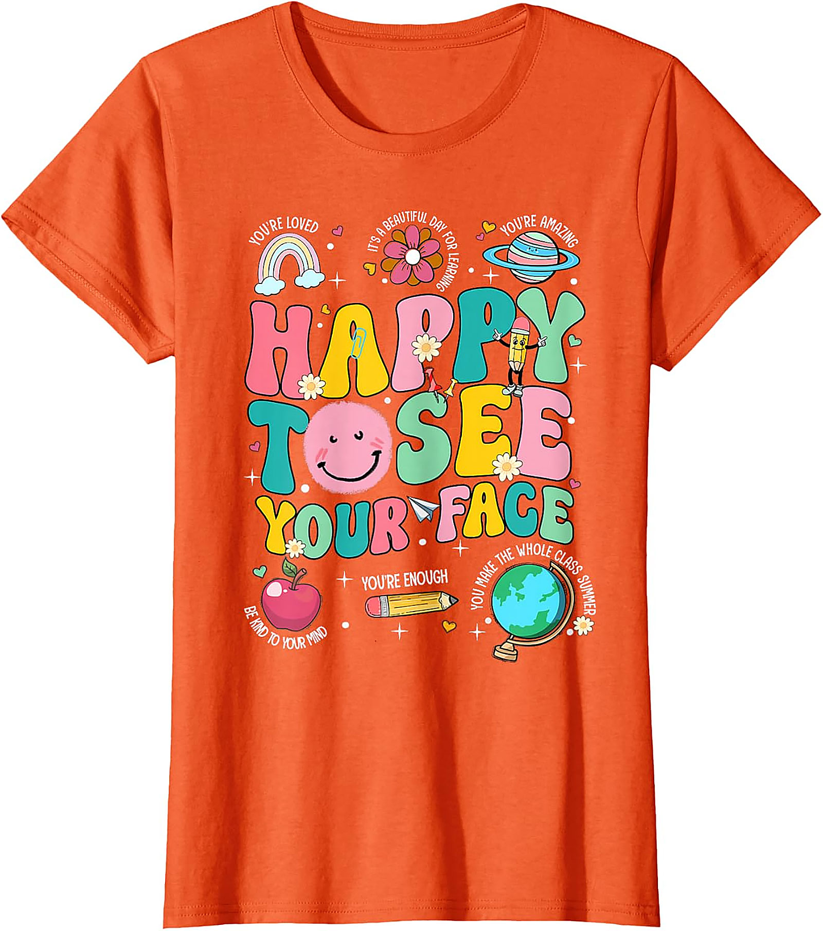 Happy to See Your Face Teacher T-Shirt | Back to School Tee