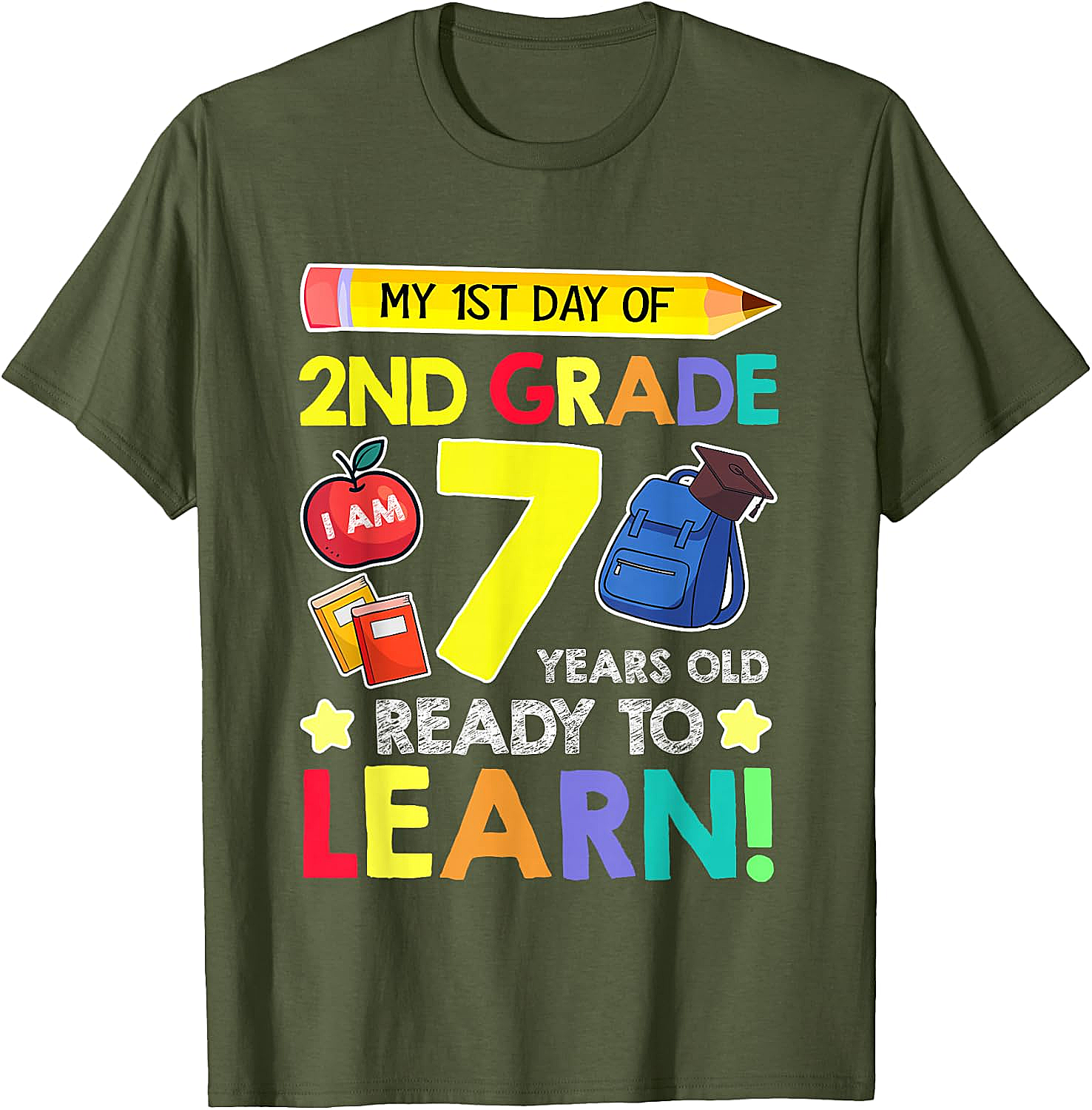  2nd Grade First Day T-Shirt 7 Years Old Ready to Learn