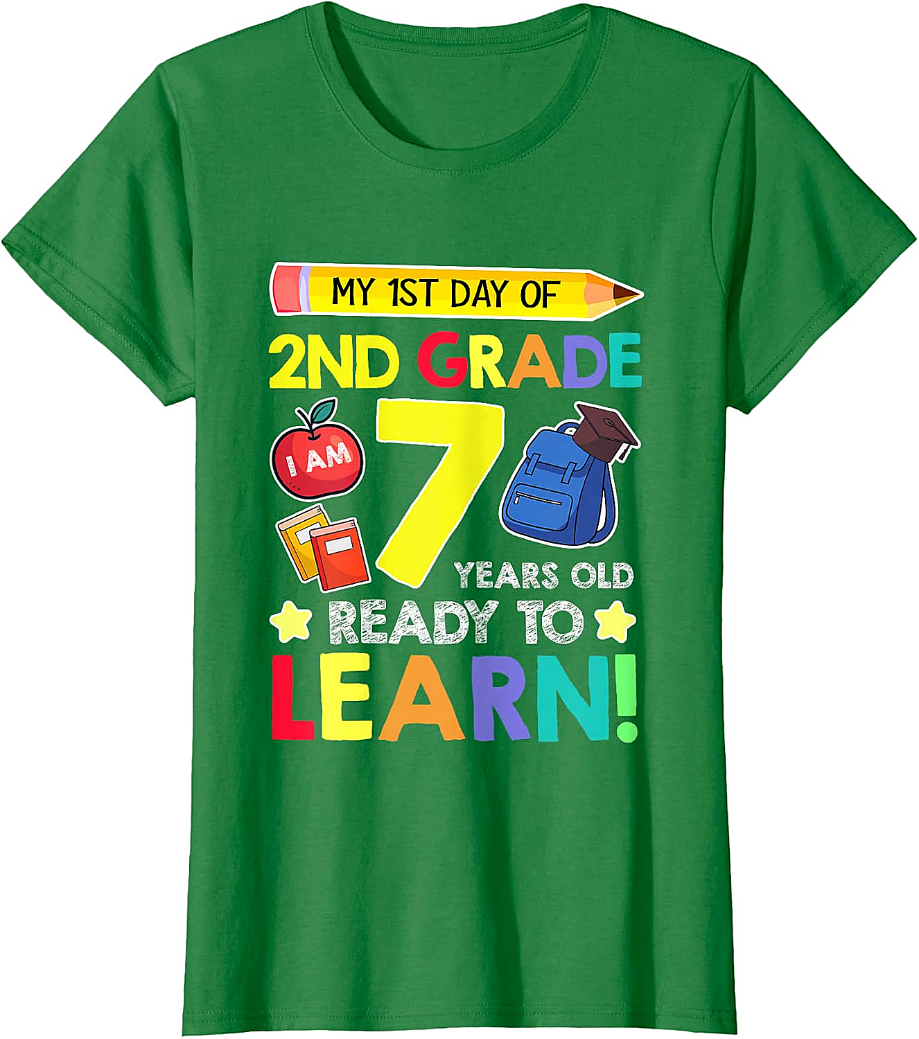 2nd Grade First Day T-Shirt 7 Years Old Ready to Learn