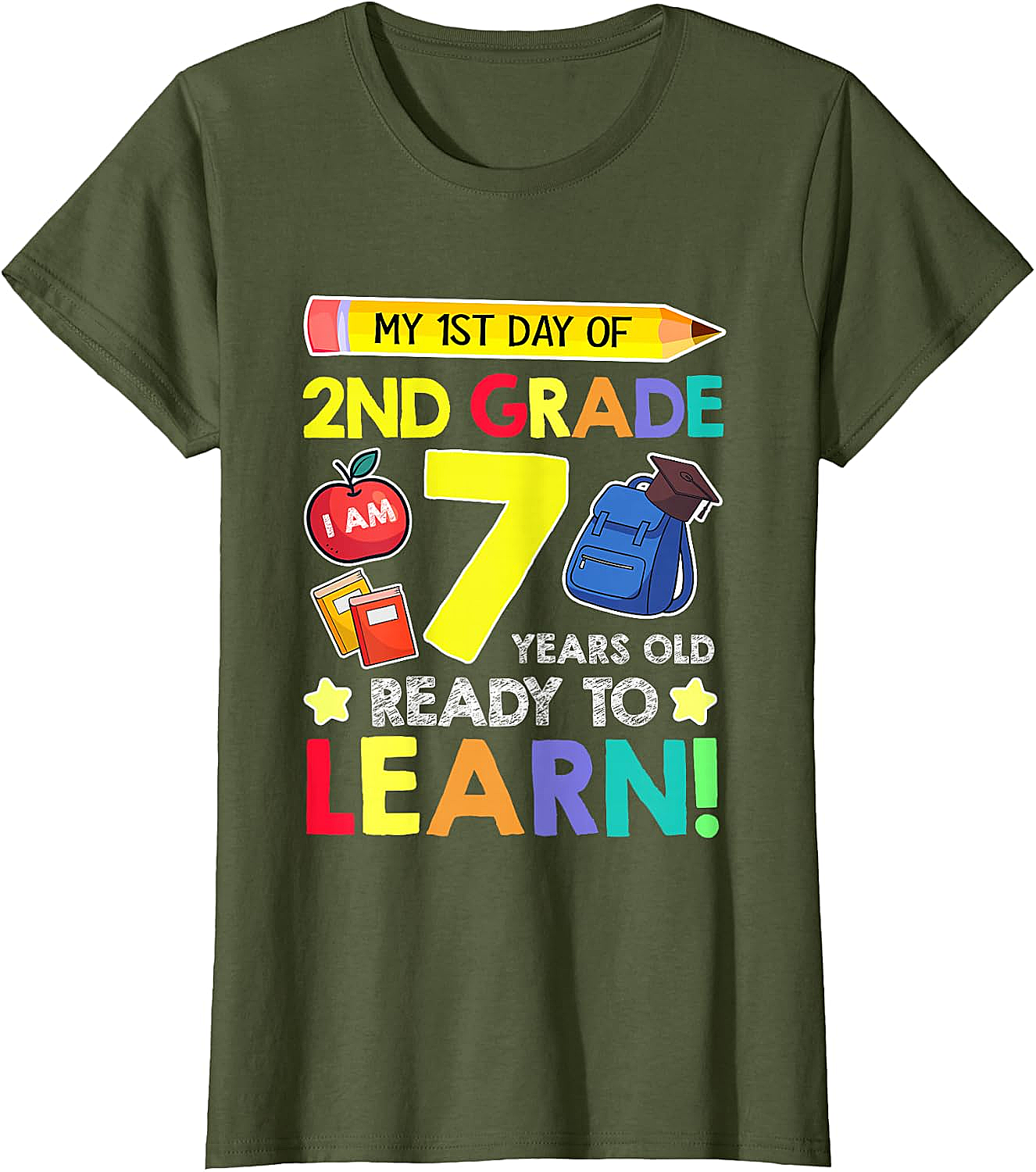 2nd Grade First Day T-Shirt 7 Years Old Ready to Learn
