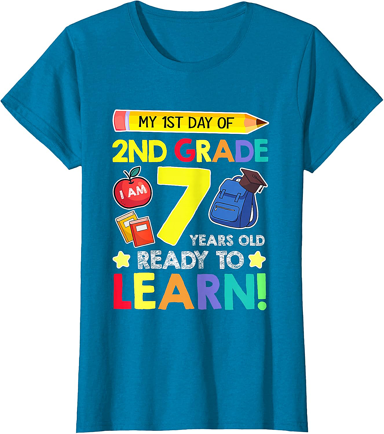  2nd Grade First Day T-Shirt 7 Years Old Ready to Learn