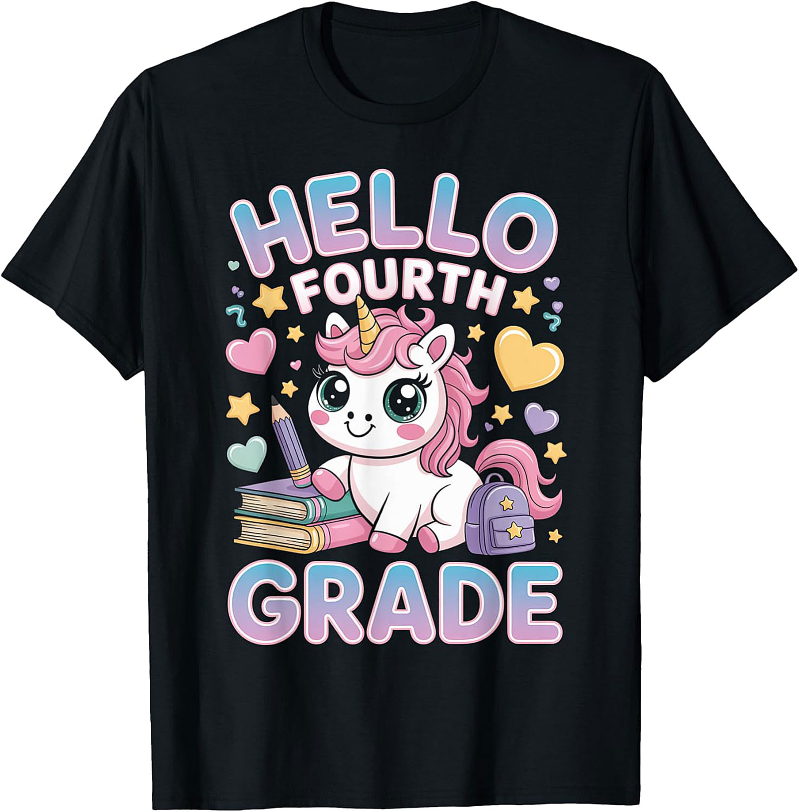 Hello Fourth Grade Unicorn T-Shirt | Cute Back to School Tee