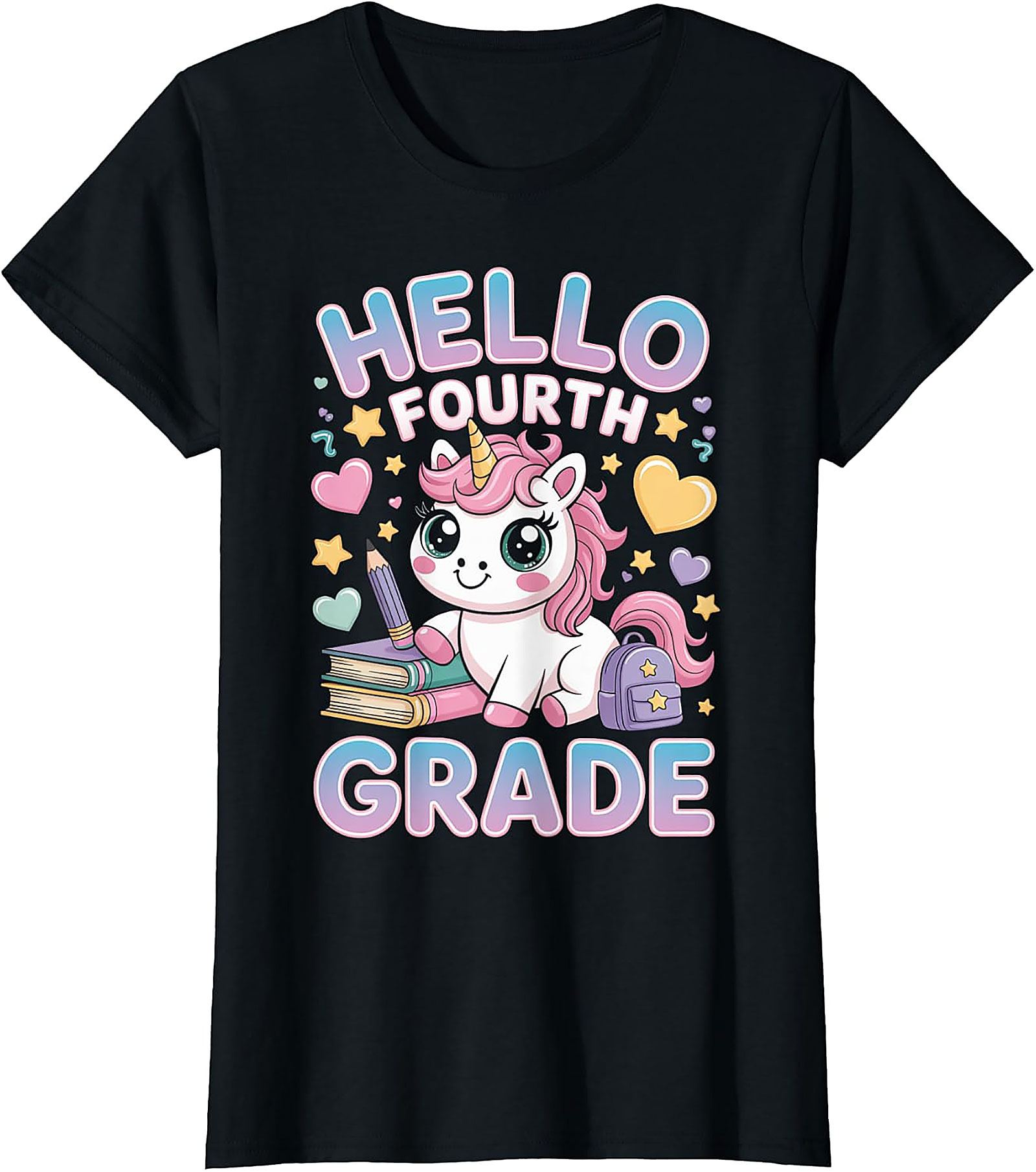 Hello Fourth Grade Unicorn T-Shirt | Cute Back to School Tee