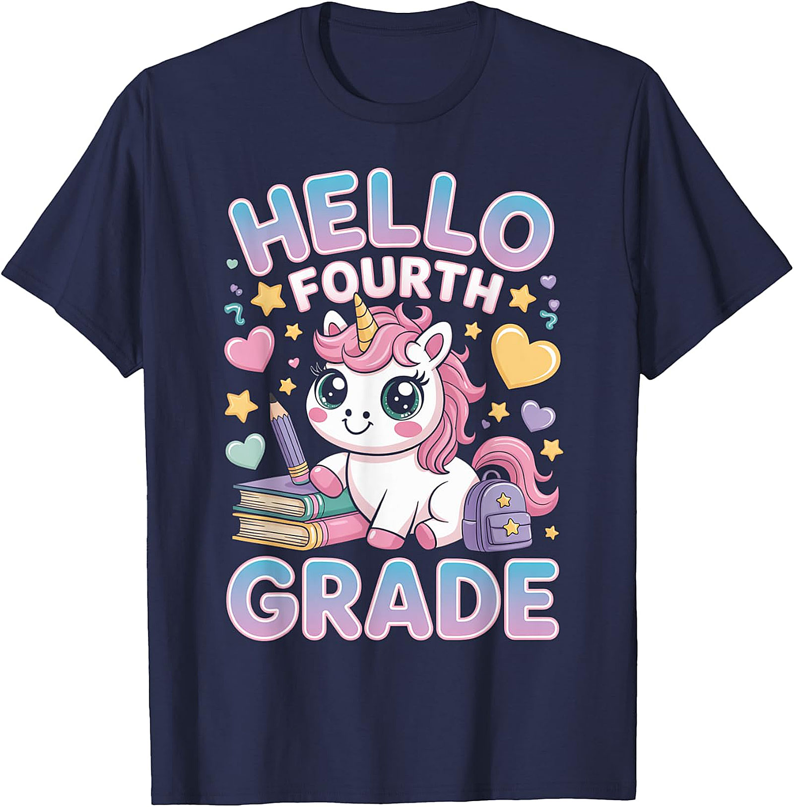 Hello Fourth Grade Unicorn T-Shirt | Cute Back to School Tee