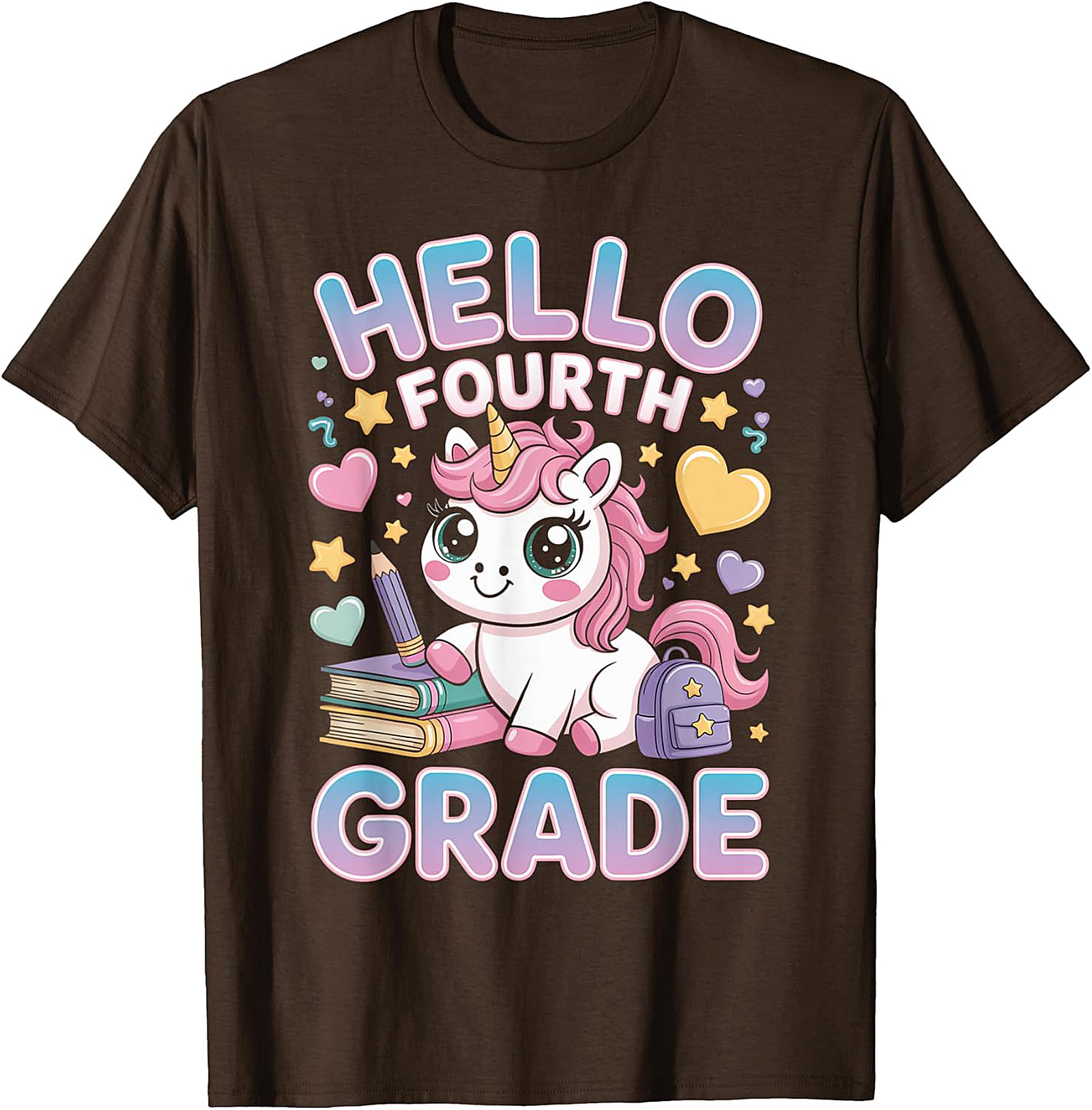 Hello Fourth Grade Unicorn T-Shirt | Cute Back to School Tee