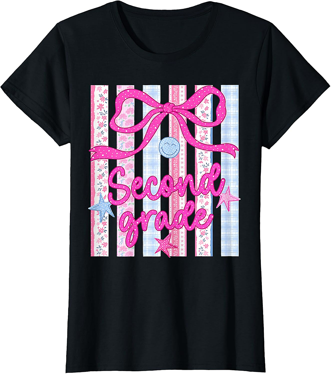 Back to School Second Grade T-Shirt - Pink Floral Bow