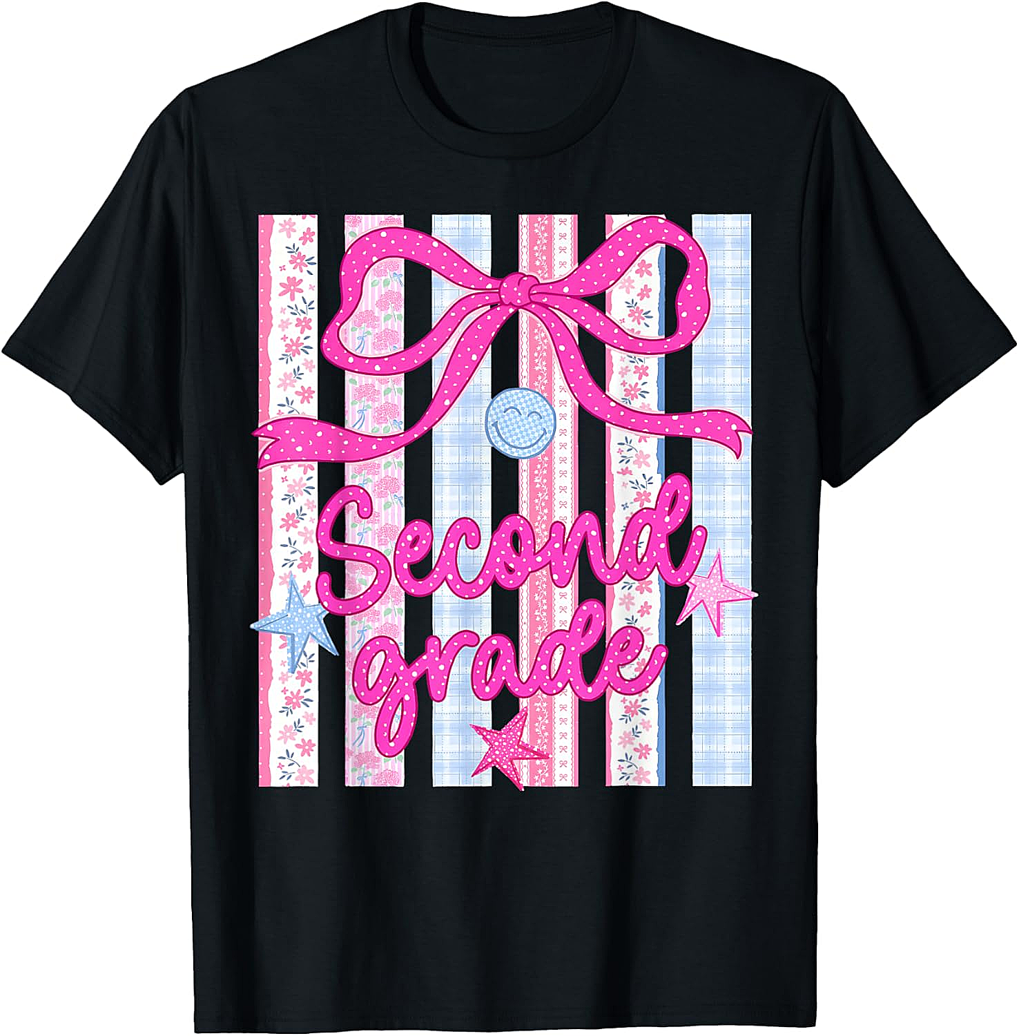 Back to School Second Grade T-Shirt - Pink Floral Bow