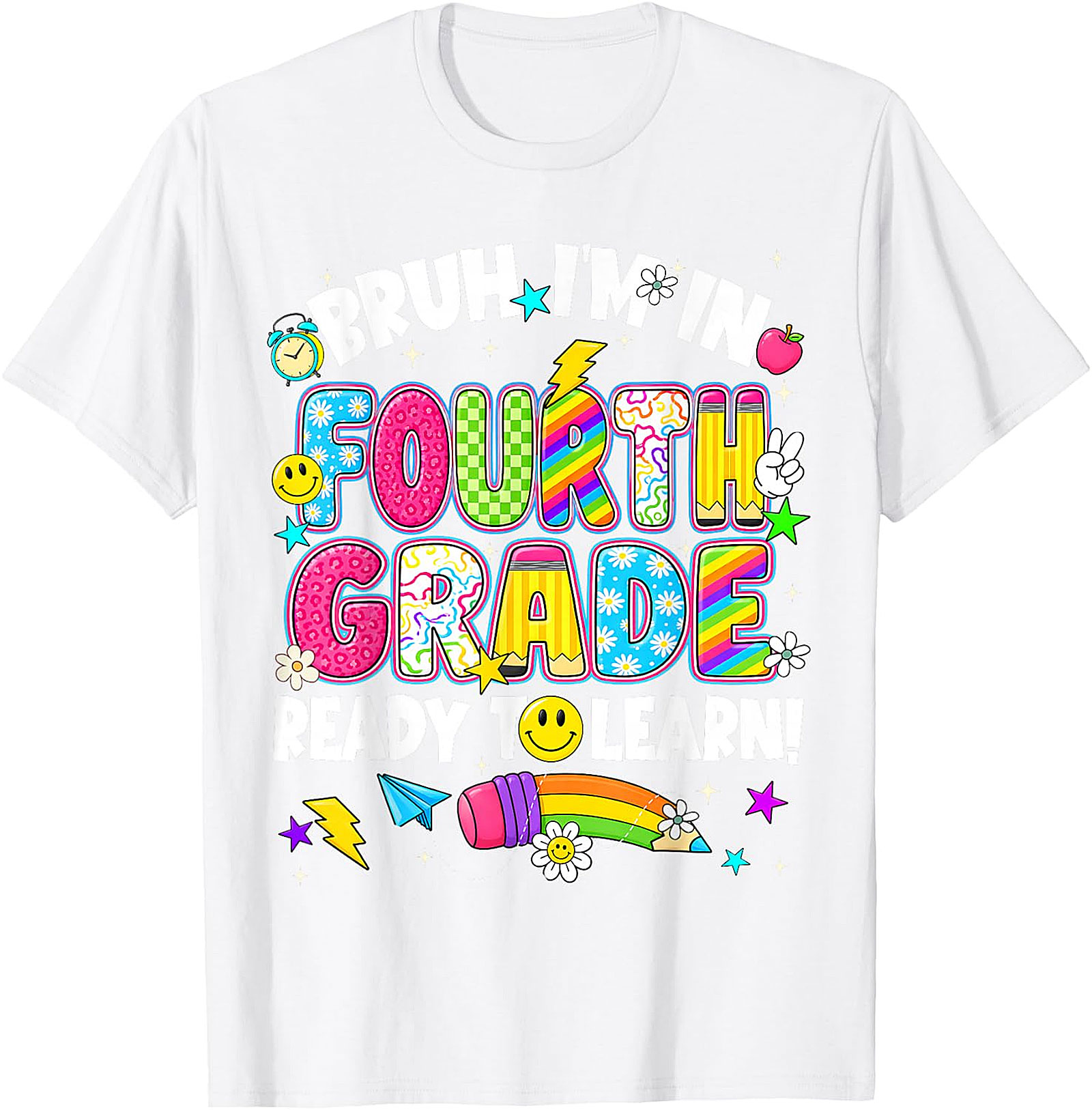 Bruh I'm in Fourth Grade T-Shirt | Funny Back to School Tee