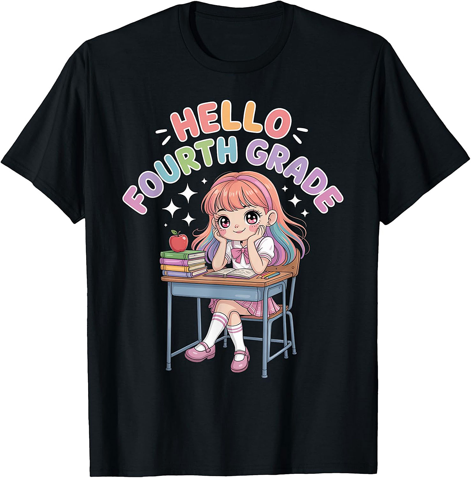 Hello Fourth Grade Anime T-Shirt | Cute Back to School Tee