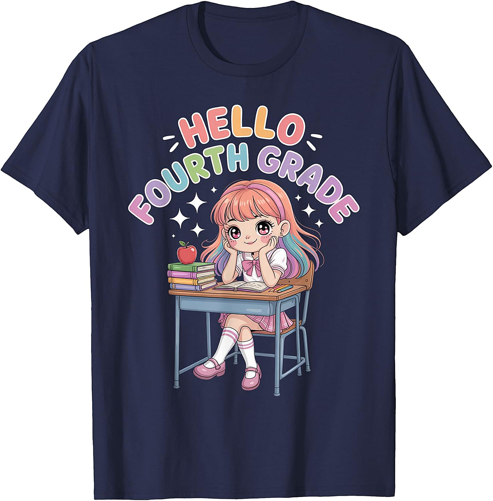 Hello Fourth Grade Anime T-Shirt | Cute Back to School Tee