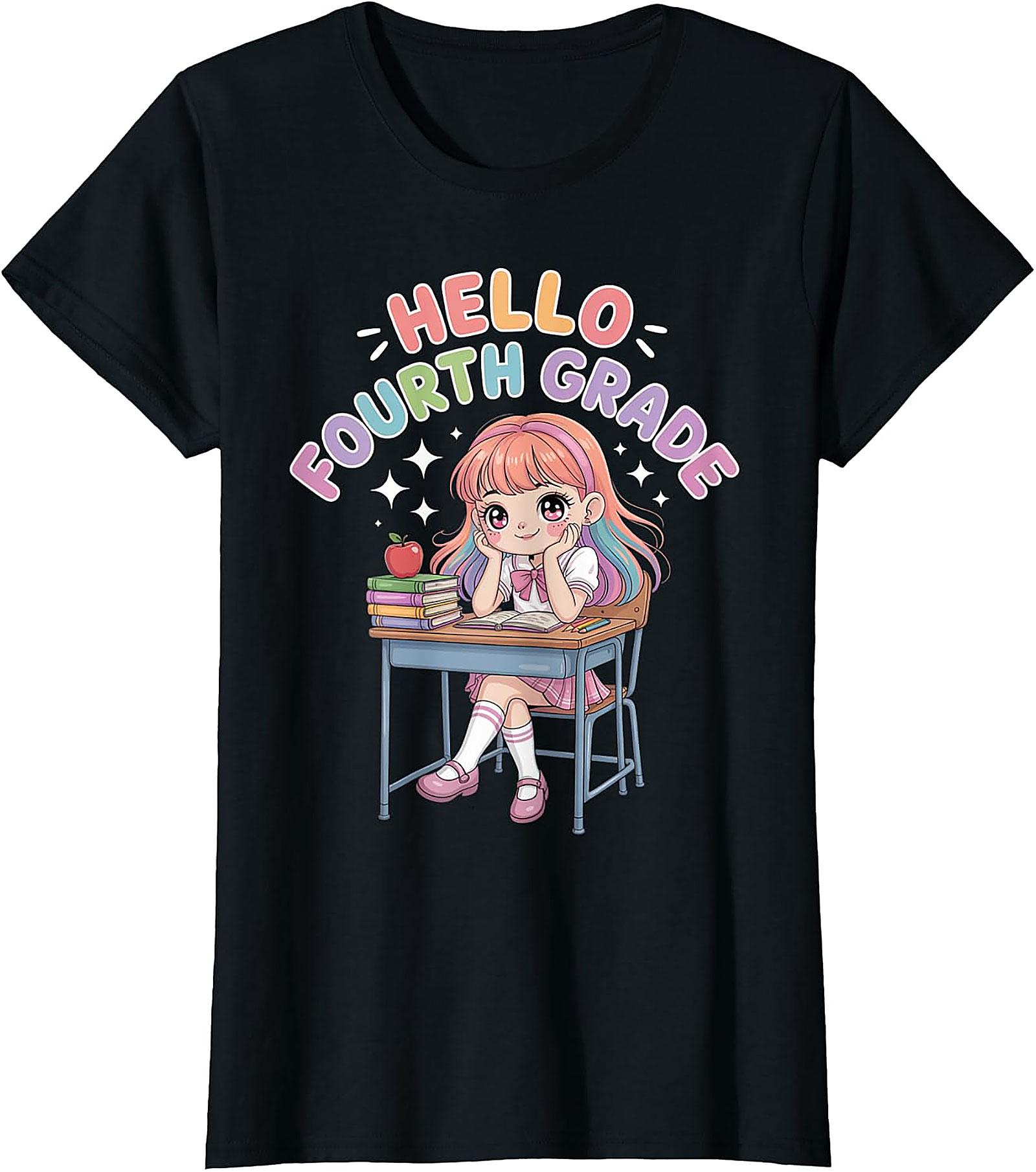 Hello Fourth Grade Anime T-Shirt | Cute Back to School Tee