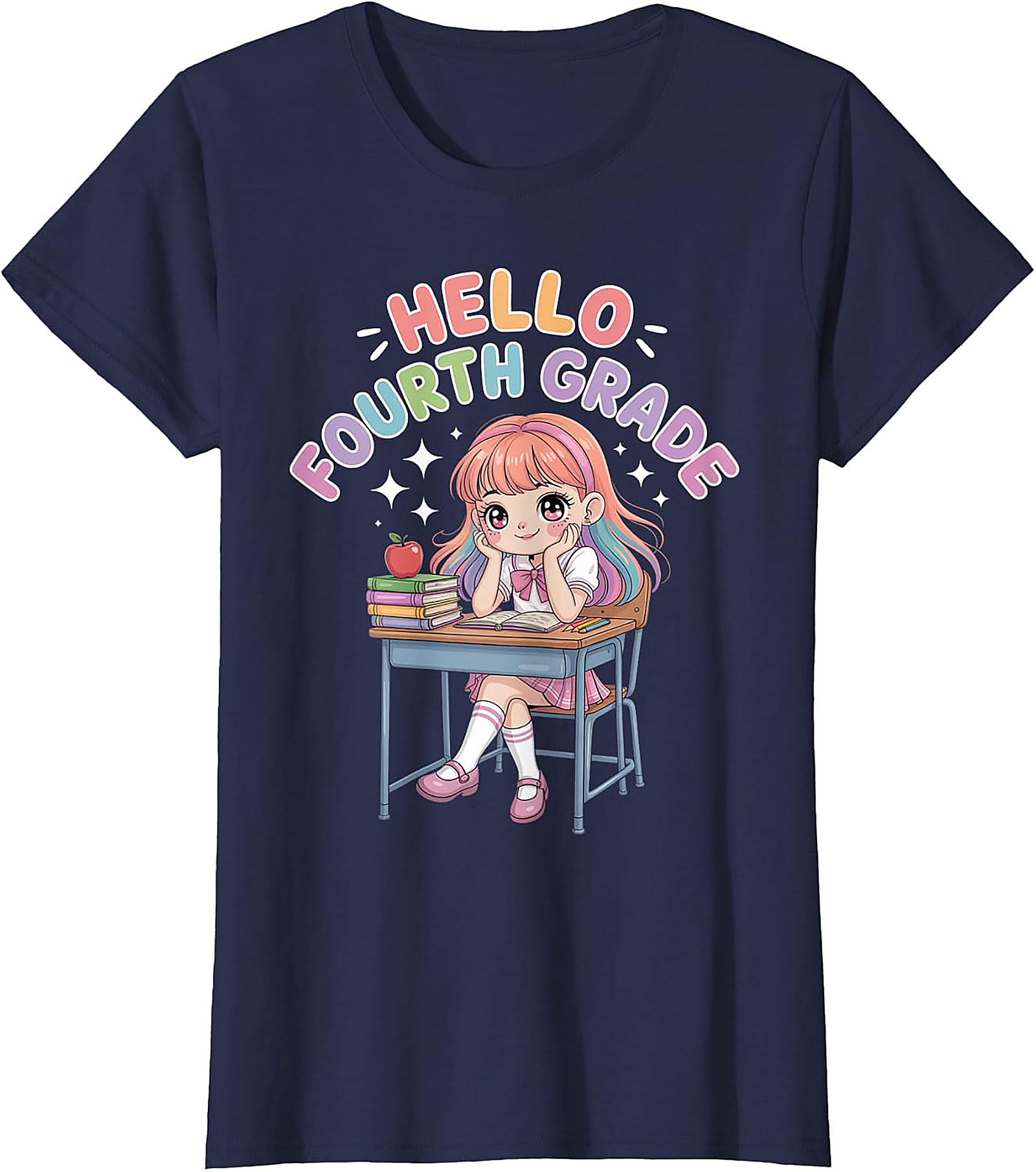 Hello Fourth Grade Anime T-Shirt | Cute Back to School Tee