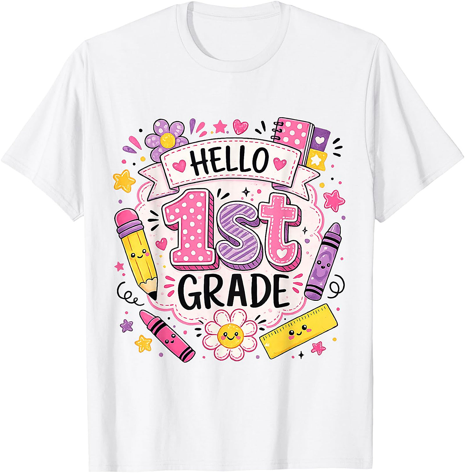 Hello 1st Grade Shirt | Cute Back to School Girls Tee