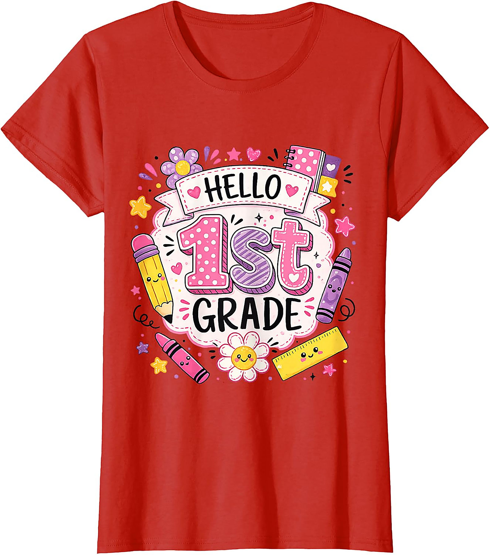 Hello 1st Grade Shirt | Cute Back to School Girls Tee
