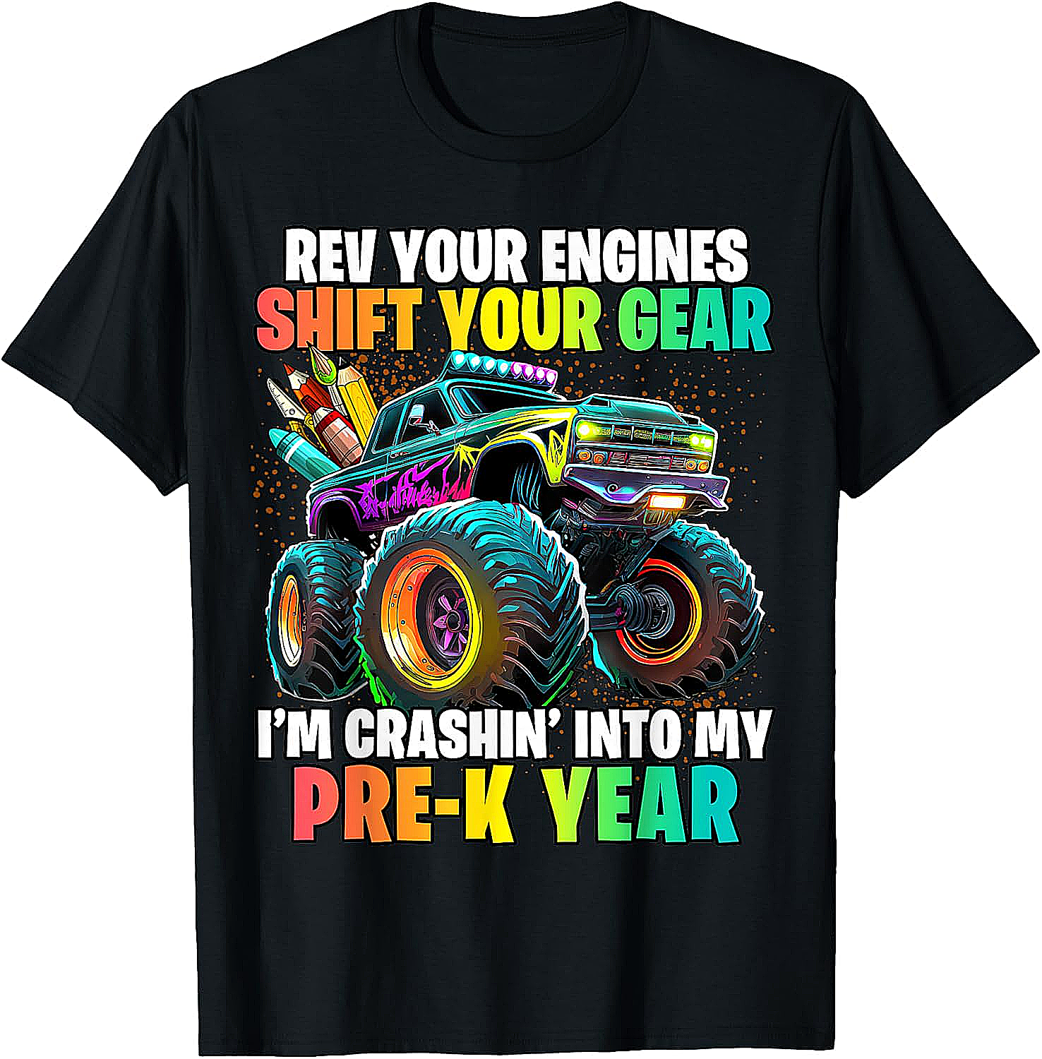 Pre-K Monster Truck T-Shirt Back to School Boys Tee