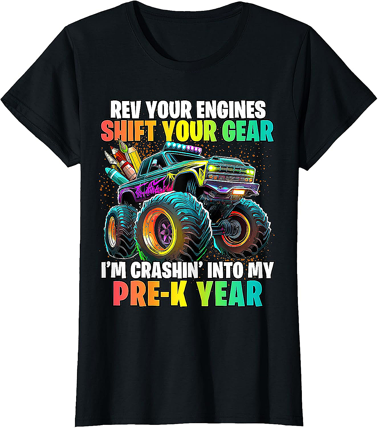  Pre-K Monster Truck T-Shirt Back to School Boys Tee