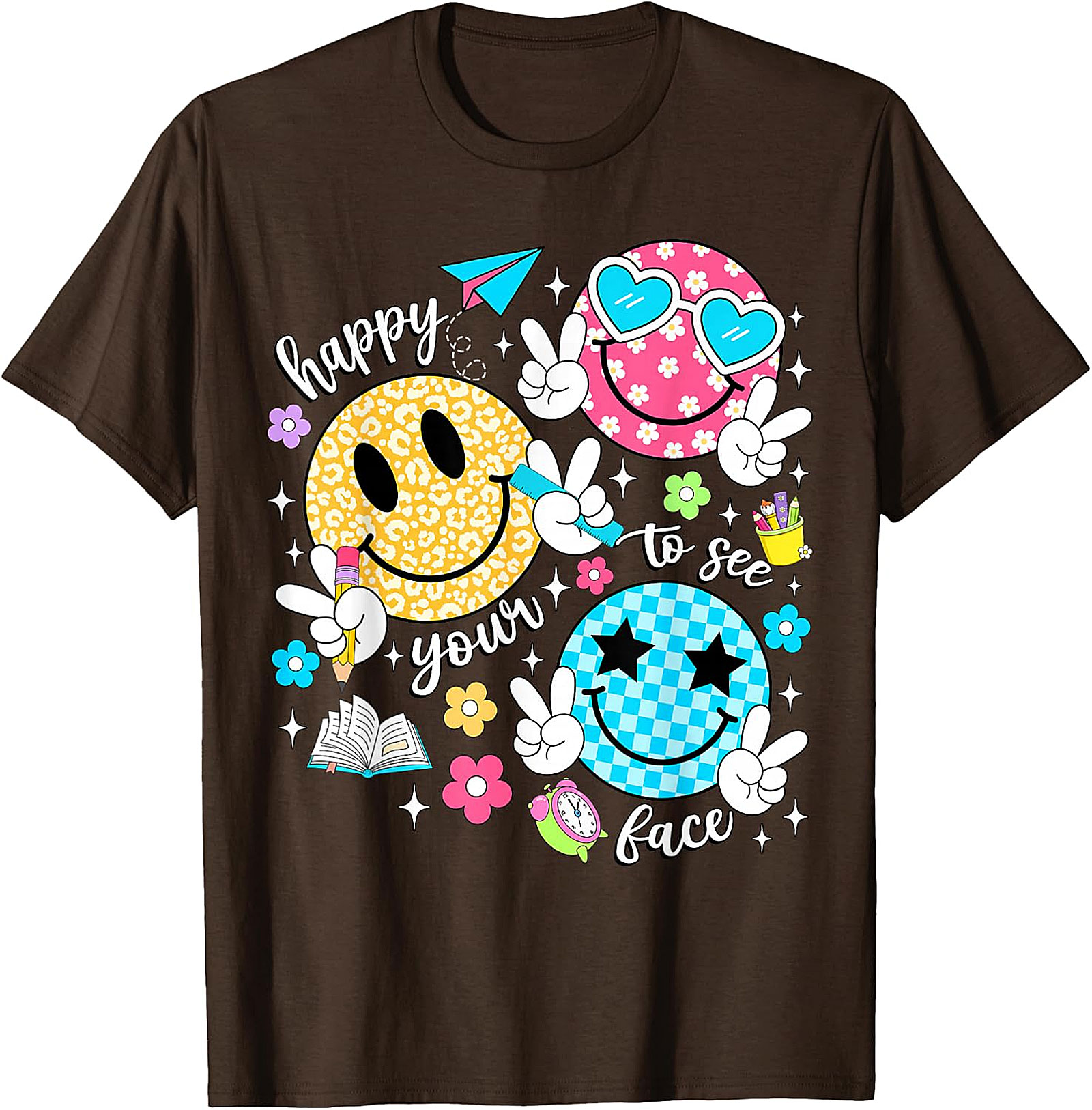 Happy to See Your Face Teacher T-Shirt | Back to School Tee