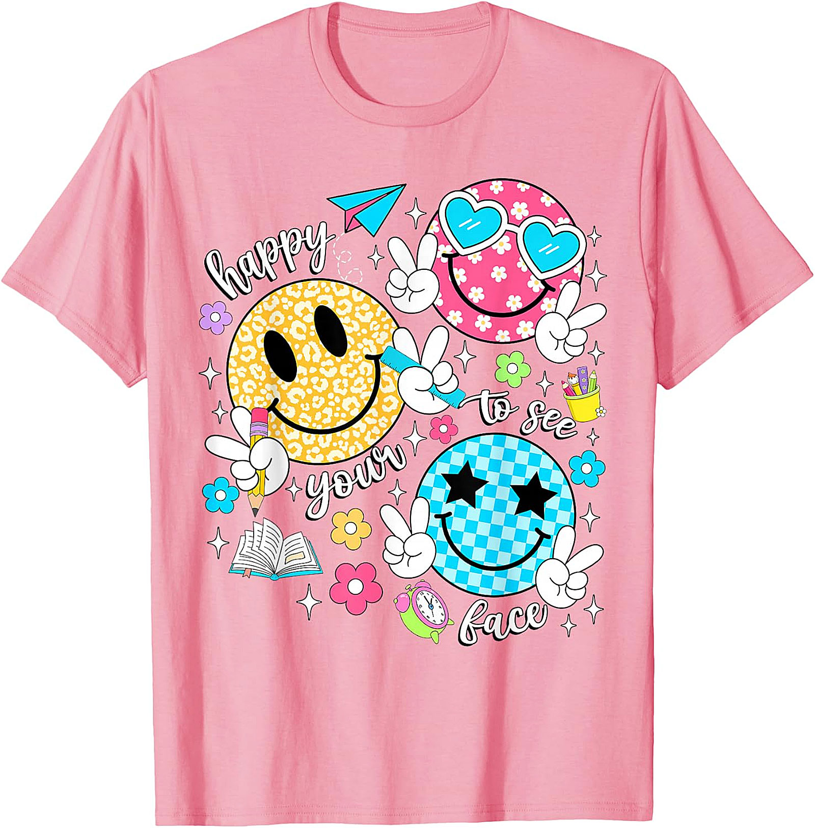 Happy to See Your Face Teacher T-Shirt | Back to School Tee