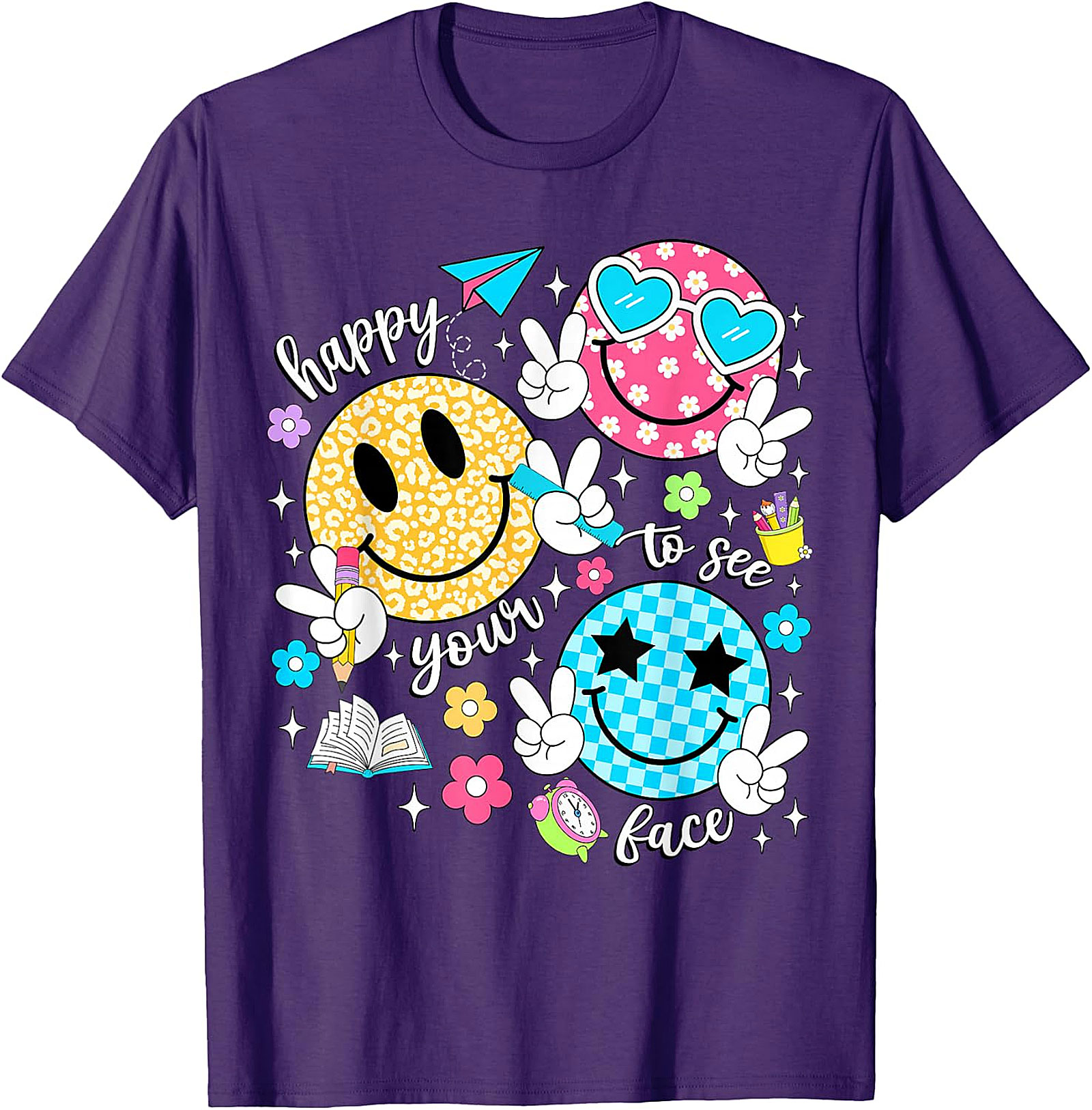 Happy to See Your Face Teacher T-Shirt | Back to School Tee