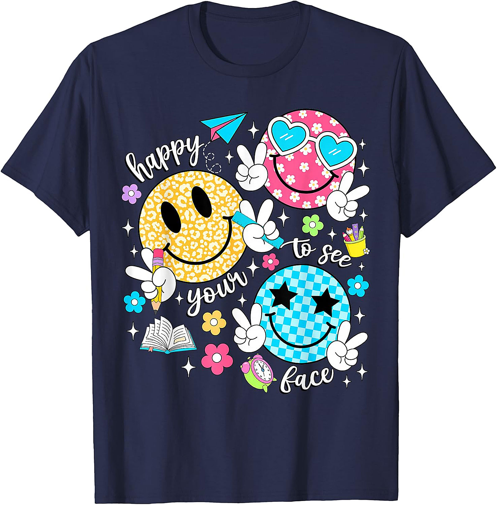 Happy to See Your Face Teacher T-Shirt | Back to School Tee