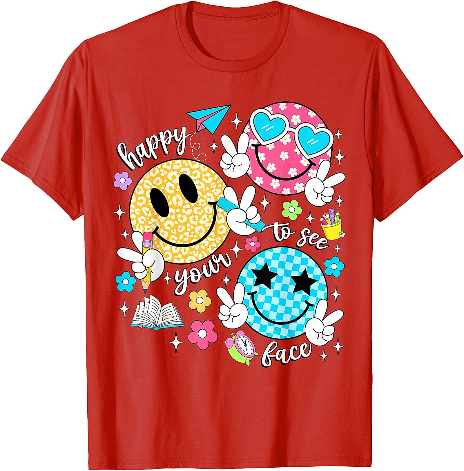 Happy to See Your Face Teacher T-Shirt | Back to School Tee